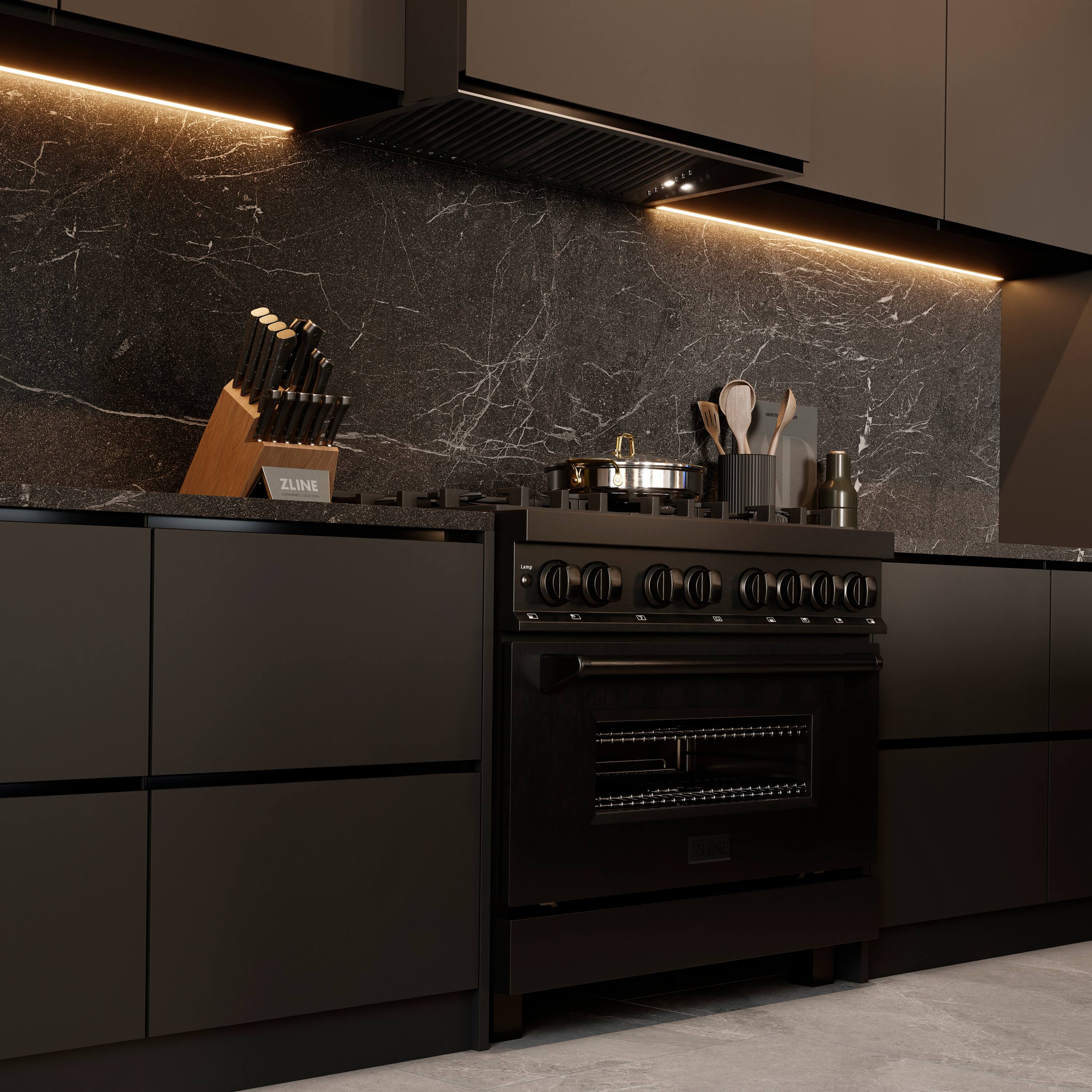 Alt View 7. ZLINE - 36 in. 4.6 cu. ft. Freestanding Legacy Dual Fuel Range with Gas Cooktop in Black Stainless Steel & 6 Brass Burners - Black Stainless Steel.