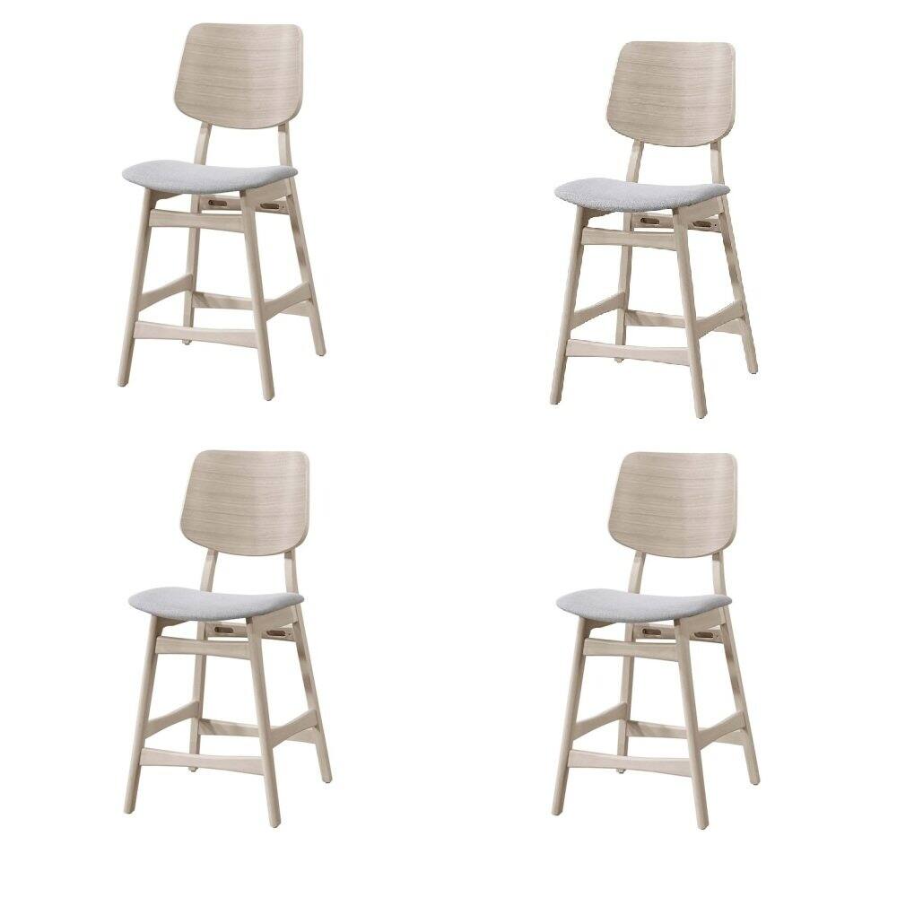 Alt View 4. New Classic Furniture - Oscar Wood Counter Chair in White Ash/Gray (Set of 4) - Gray.