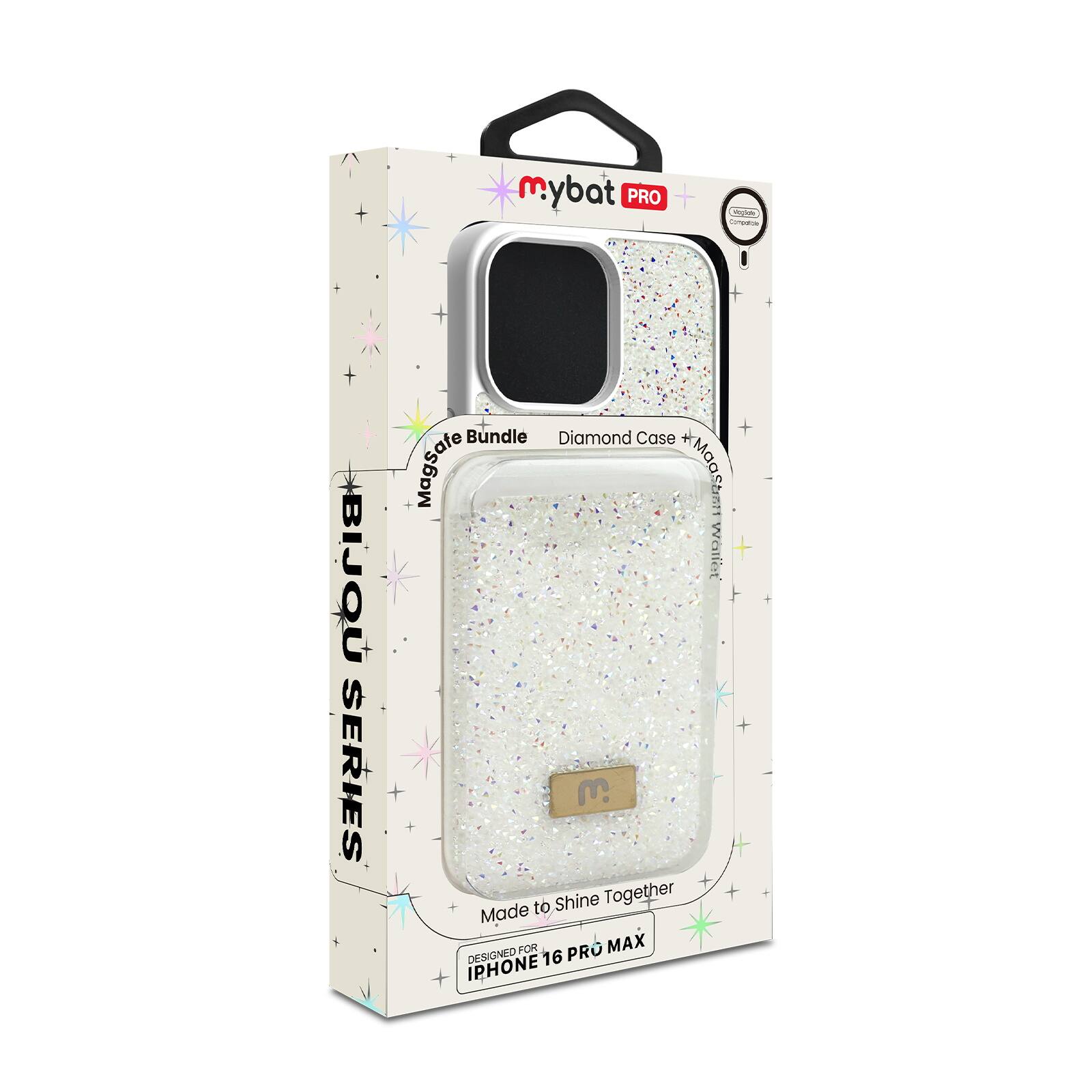 ybat PRO  
BIJOU SERIES Bundle + Diamond Case + MagSafe Wallet  
Made to Shine Together  
DESIGNED FOR IPHONE 16 PRO MAX