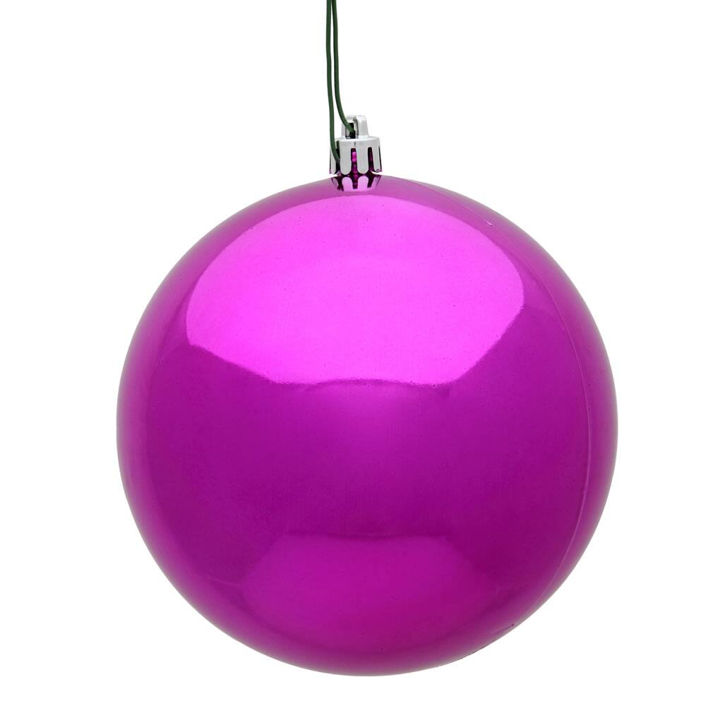Front. Vickerman - Vickerman 8" Fuchsia Shiny Ball UV Drilled Cap - Fuchsia.
