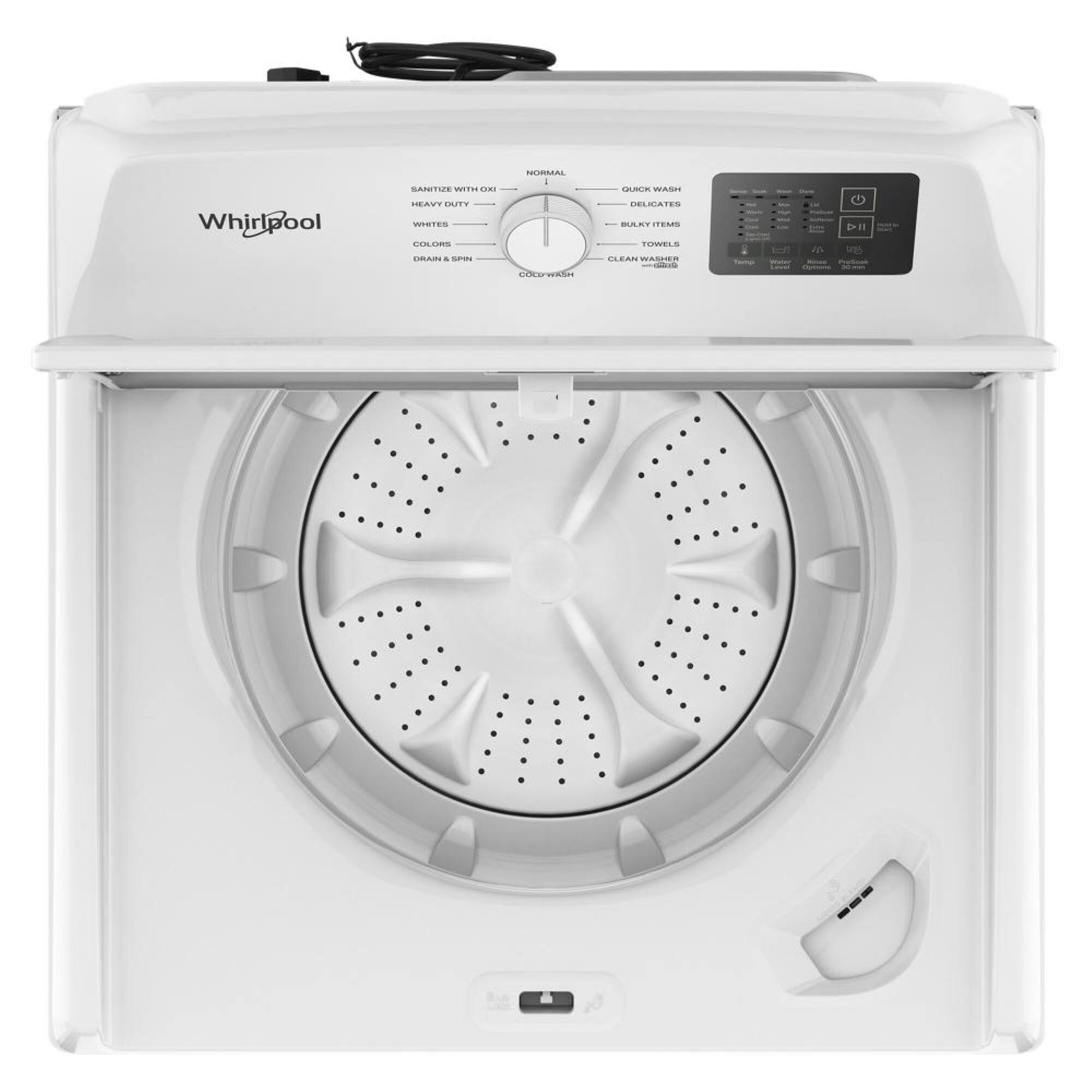 SANITIZE WITH OXI, HEAVY DUTY, WHITES, COLORS, DRAIN & SPIN, CLEAN WASH