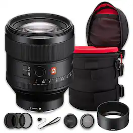 Bundle - Sony - FE 85mm f/1.4 GM Lens (SEL85F14GM) + Filter Kit + Case + Cap Keeper - Black