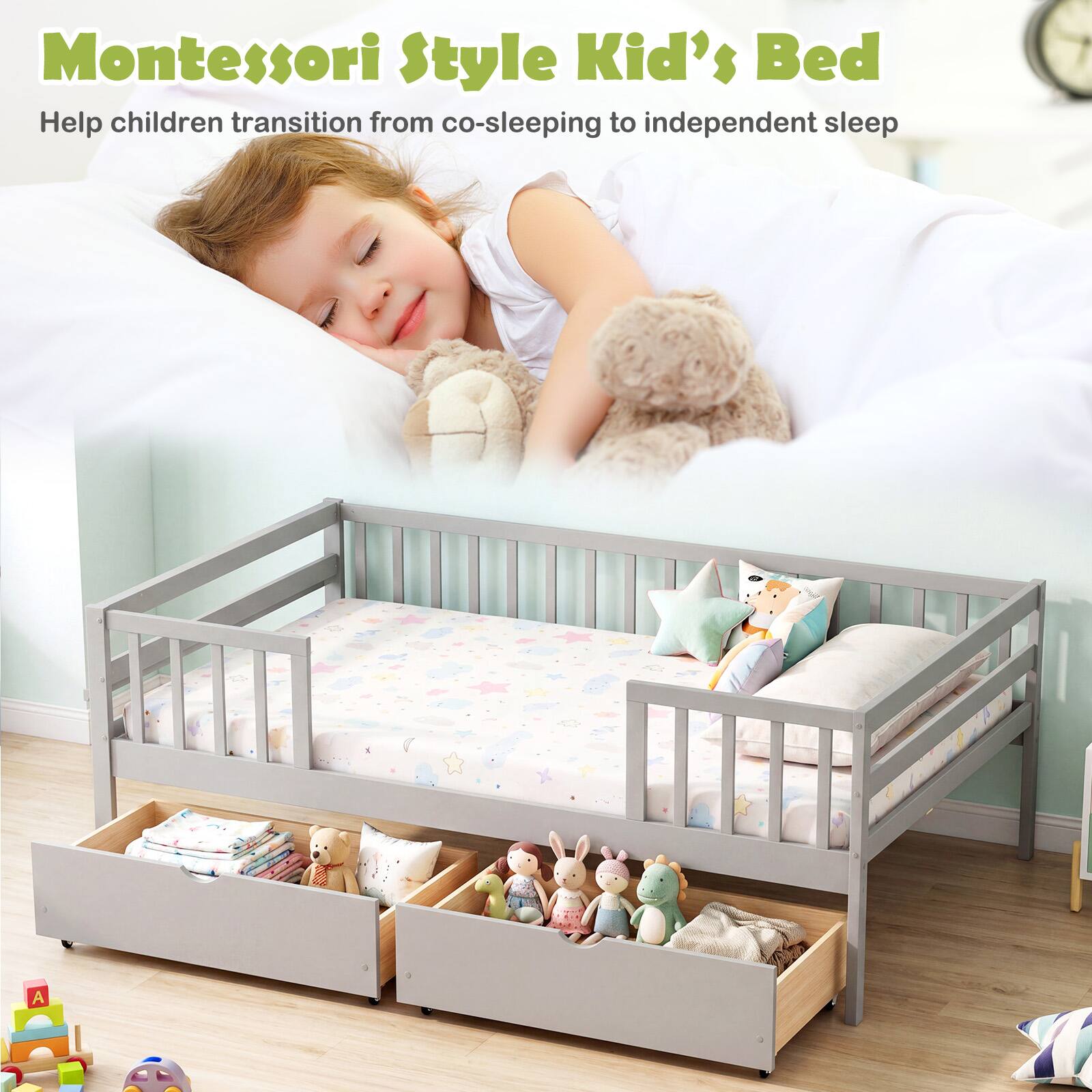 Montessori Style Kid's Bed  
Help children transition from co-sleeping to independent sleep