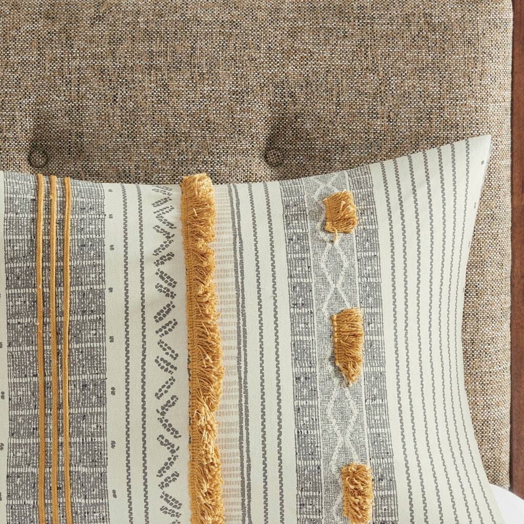 Alt View 2. Gracie Mills - Gracie Mills Belinda Serene Stripe 3-Piece Cotton Comforter Set - Gray/Yellow.