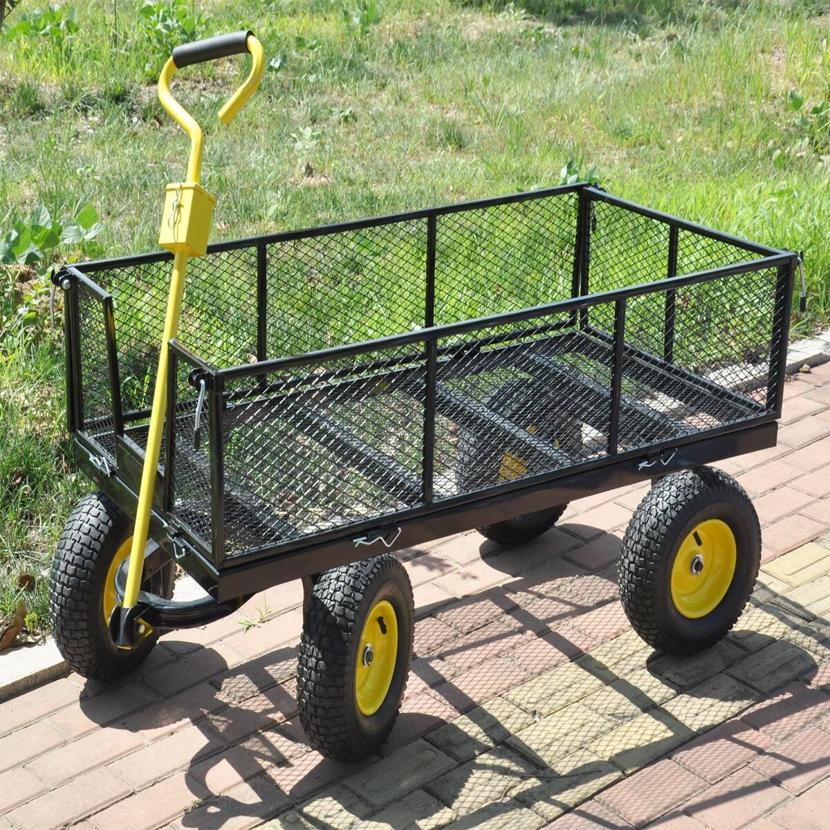 Alt View 8. Loheer - Loheer Heavy Duty Garden Cart with Pneumatic Tires, 880 lb Static Load, Black and Yellow.