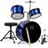 Front. Best Choice Products - Best Choice Products Kids 3-Piece Beginner Drum Set with Sticks, Cushioned Stool and Drum Pedal - Blue/Black - Blue & Black.