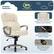 Left. Serta - Garret Bonded Leather Executive Office Chair with Premium Cushioning - Ivory White.