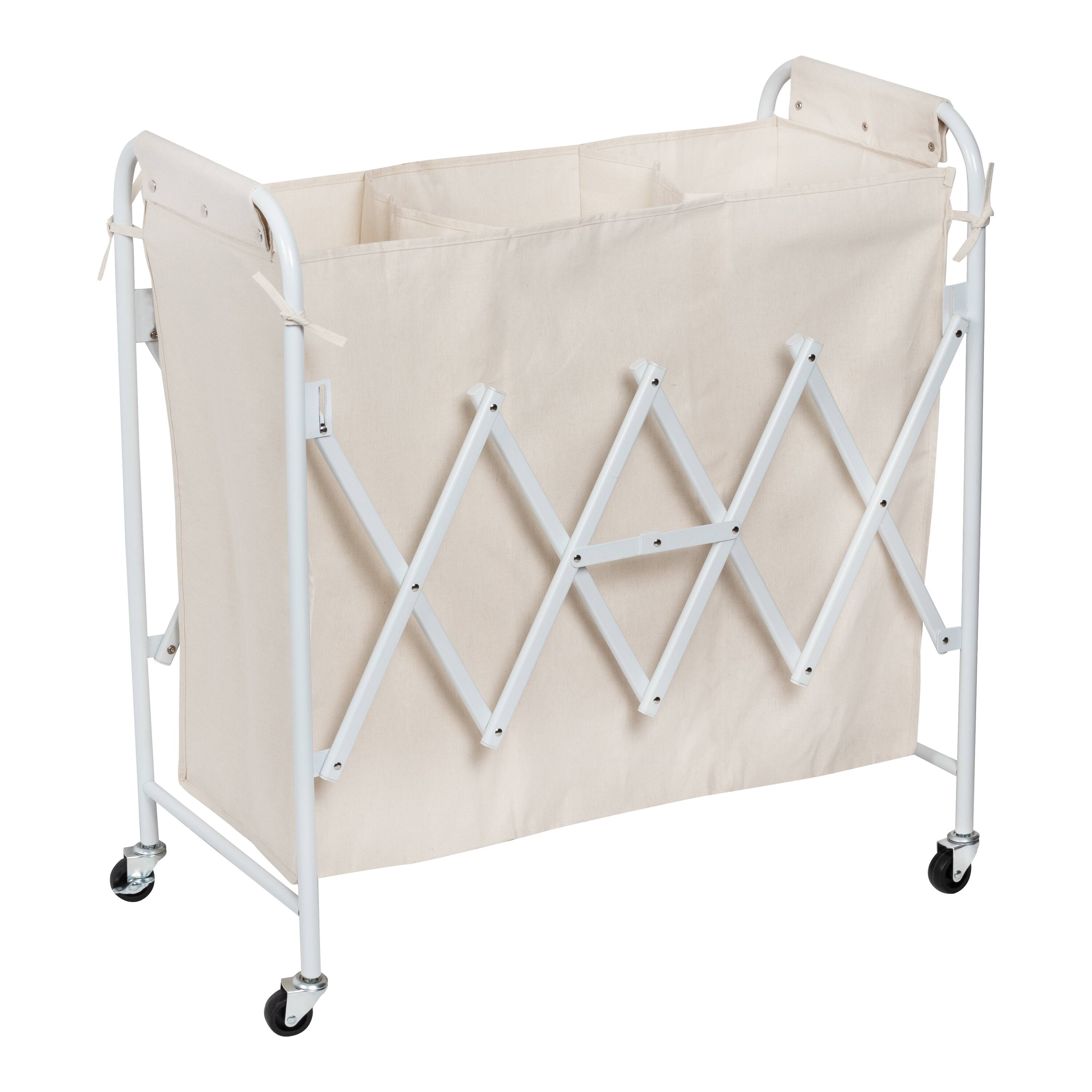 Front. Honey-Can-Do - Collapsible Accordion Triple Sorter - White.