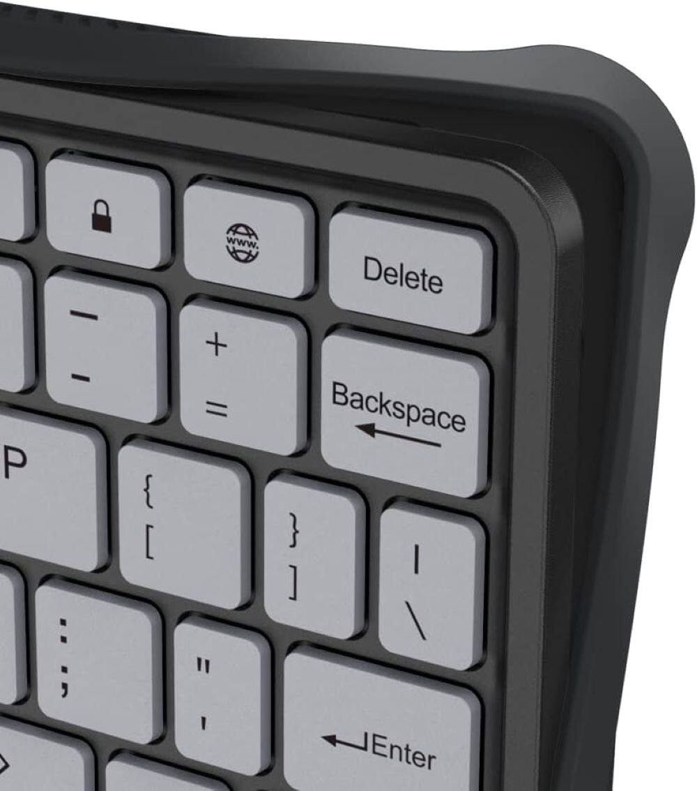 The image shows a close-up of a keyboard with a delete key and a backspace key. The delete key is located to the right of the backspace key, and both keys are white. The keyboard also has a backspace key, which is situated to the left of the delete key.
