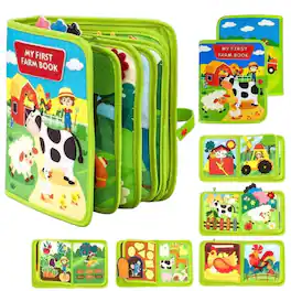 COWIN - Busy Board Farm Busy Book Developing Sensory Board Montessori Toys for Toddler Travel Toys - Green