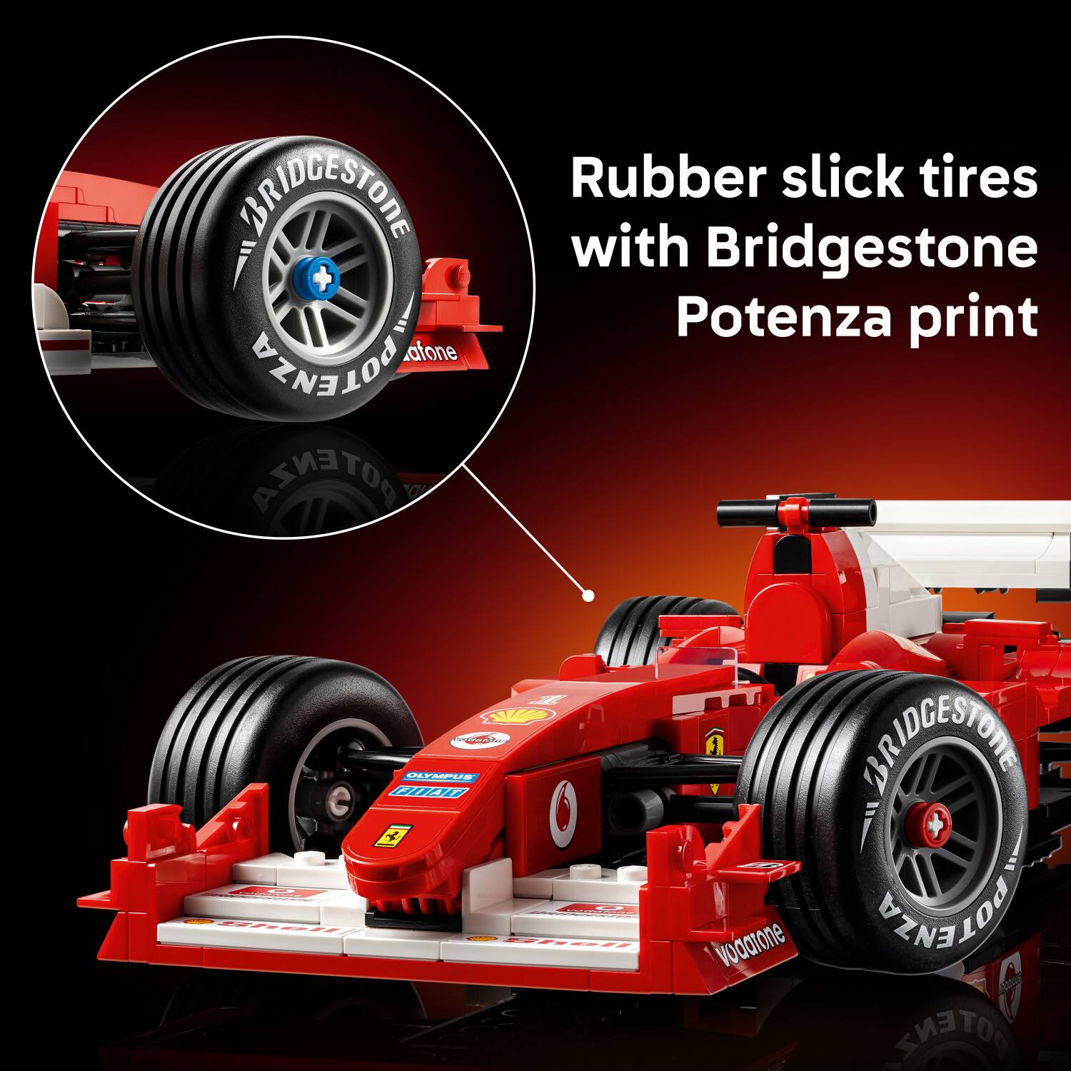 Rubber slick tires with Bridgestone Potenza print