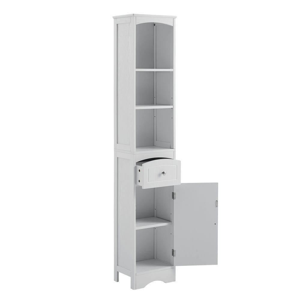 Alt View 5. Kadyn - Tall Bathroom Cabinet, Freestanding Storage Cabinet with Drawer, MDF Board, Adjustable Shelf, White - White.
