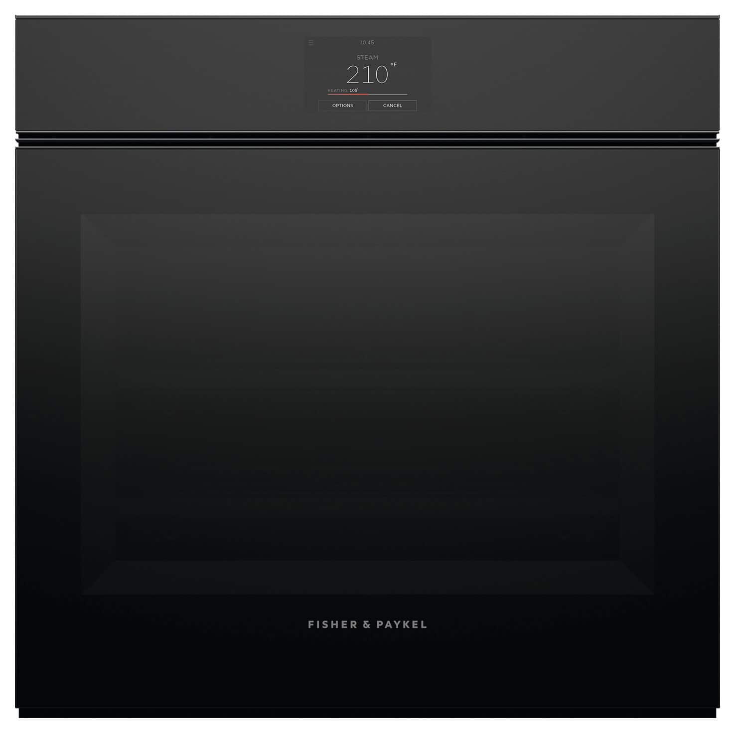 Fisher & Paykel - Minimal 24-in Combination steam oven Handle-less 3 cu ft capacity - Black - Front_Zoom