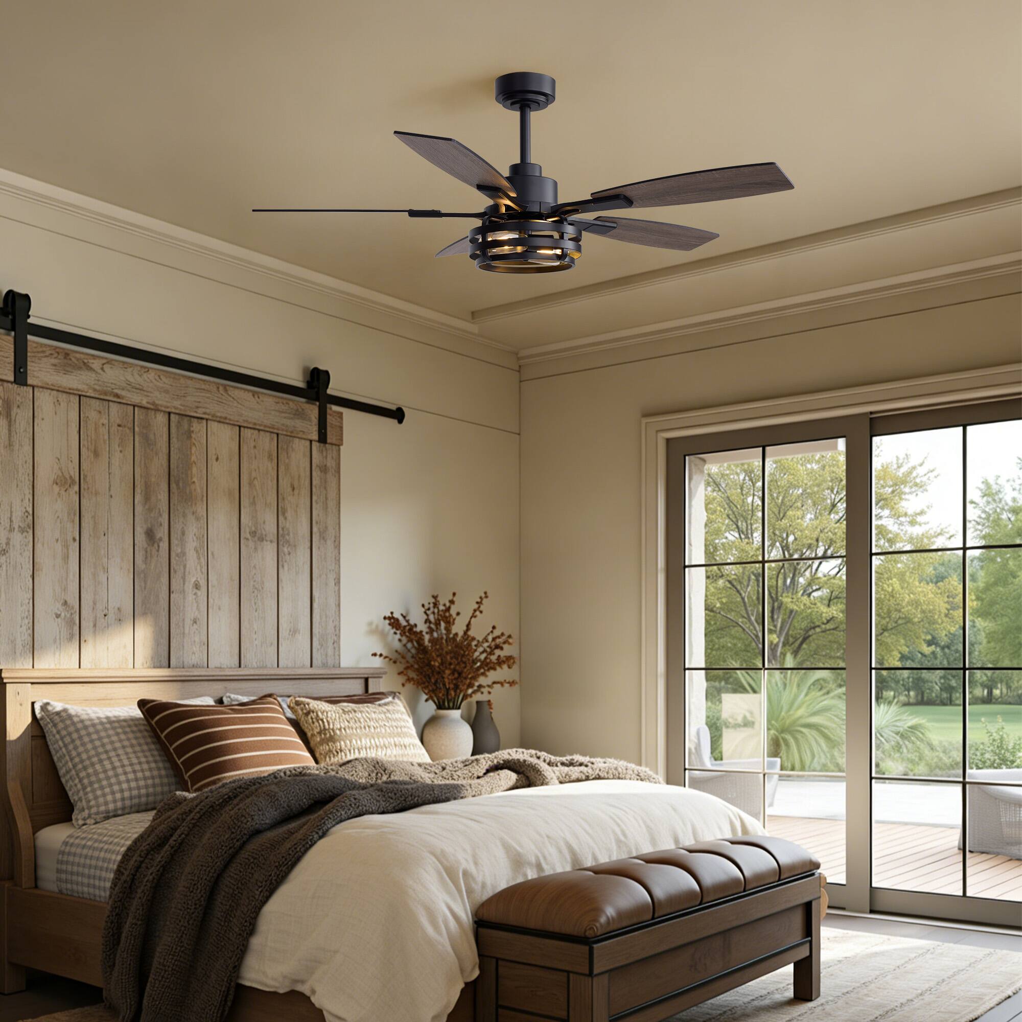 Siljoy 52 Inch Farmhouse Ceiling Fan with Lights, Rustic Ceiling Fan ...