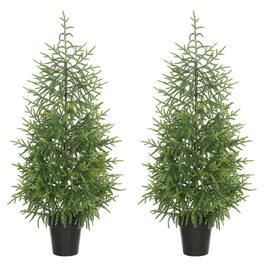 Homcom - Set of 2 Artificial Christmas Tree, Full Norflok Pine, 133 Molded Tips, with Pot Base, Easy Assembly - Green