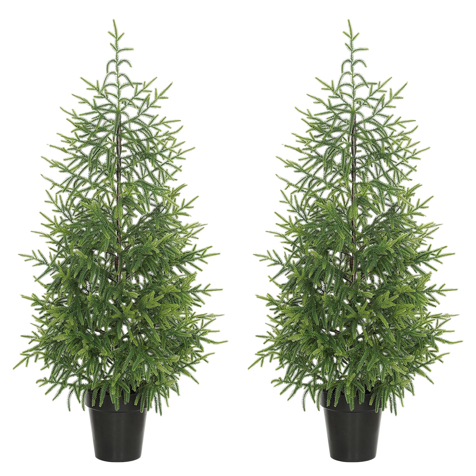 Front. Homcom - Set of 2 Artificial Christmas Tree, Full Norflok Pine, 133 Molded Tips, with Pot Base, Easy Assembly - green.