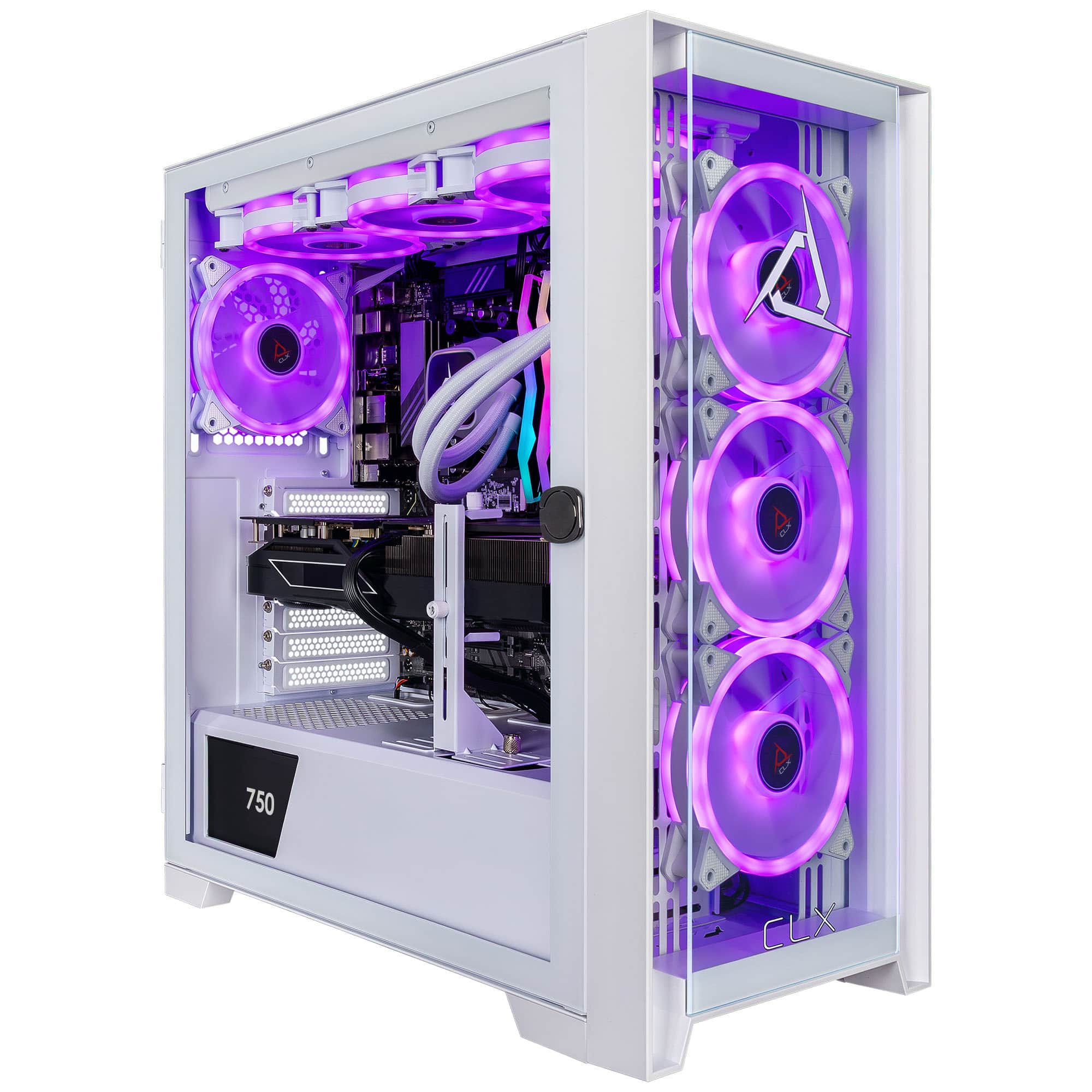 CLX - SET Gaming Desktop - AMD Ryzen 9 9900X - 32GB DDR5 5600 Memory - GeForce RTX 5070 Ti - 2TB NVMe M.2 SSD - White - Front_Zoom