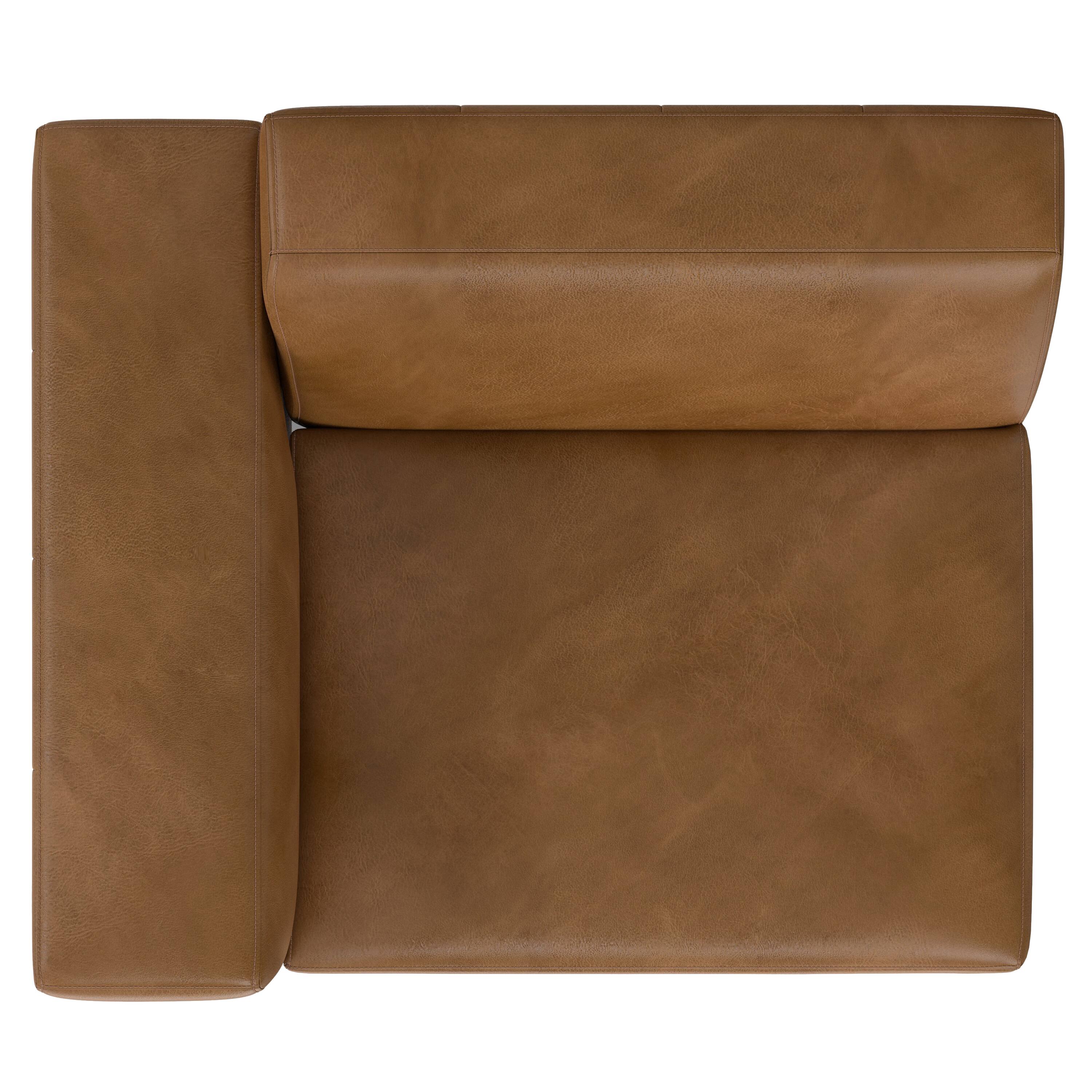 Alt View 1. Simpli Home - Rex Left-Arm Sofa Module in Genuine Leather - Caramel Brown.