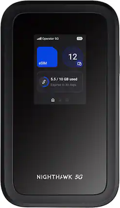Operator 5G
eSIM
12
5.5 / 10 GB used
Expires in 30 days
NIGHTHAWK 5G