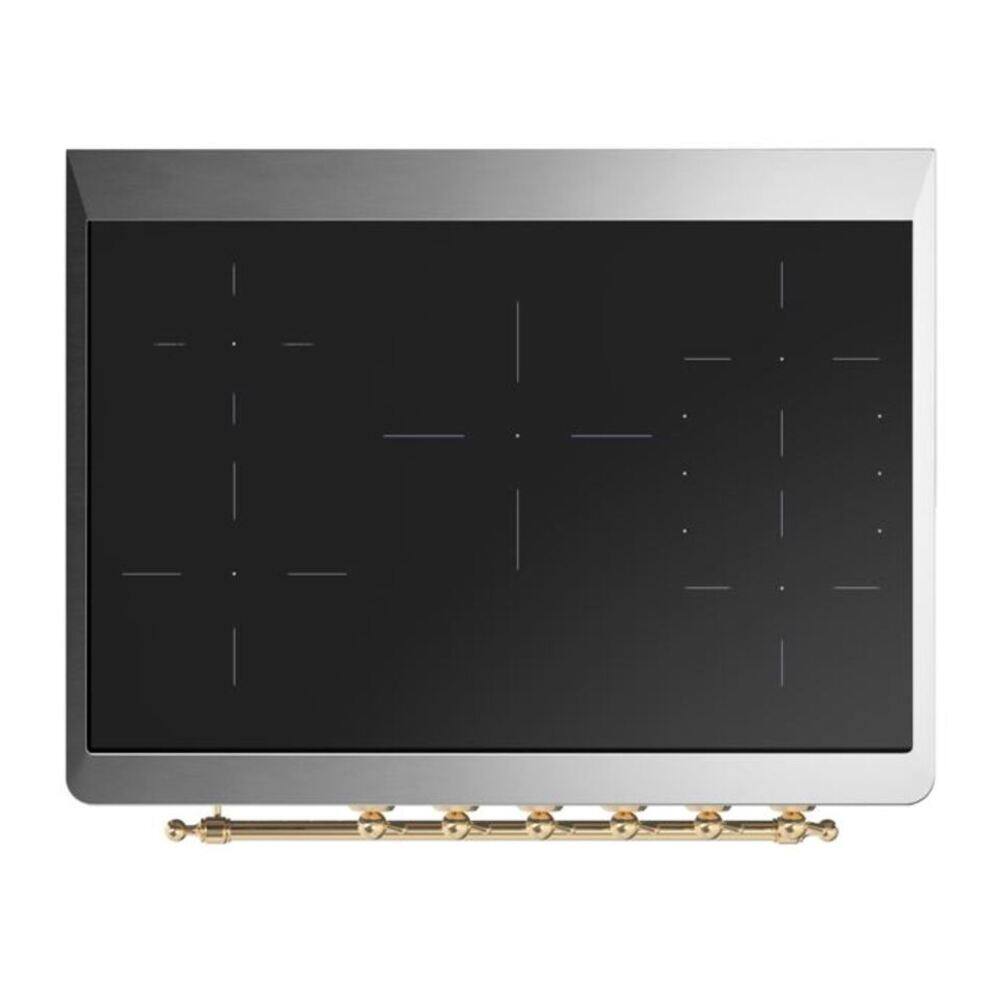 Alt View 6. ILVE - ILVE Majestic II Series  36 in. Induction Range with 5 Induction Elements (Brass Trim) - White.