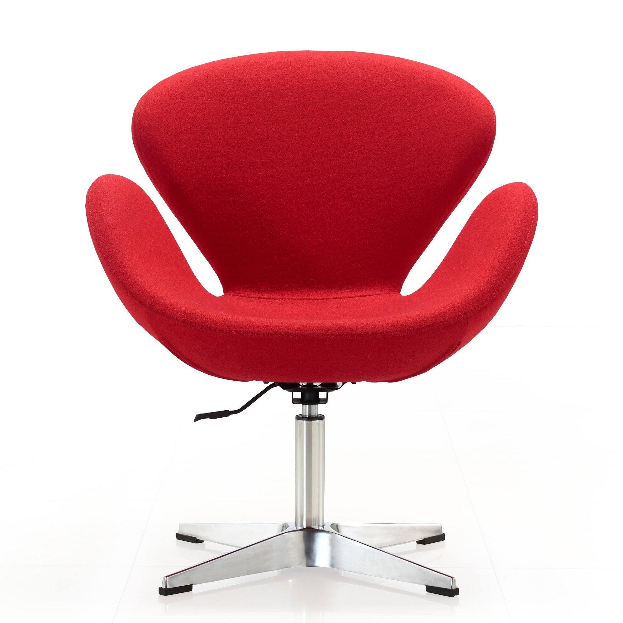 Manhattan Comfort Raspberry Modern Upholstered Swivel Lounge Chair Red ...
