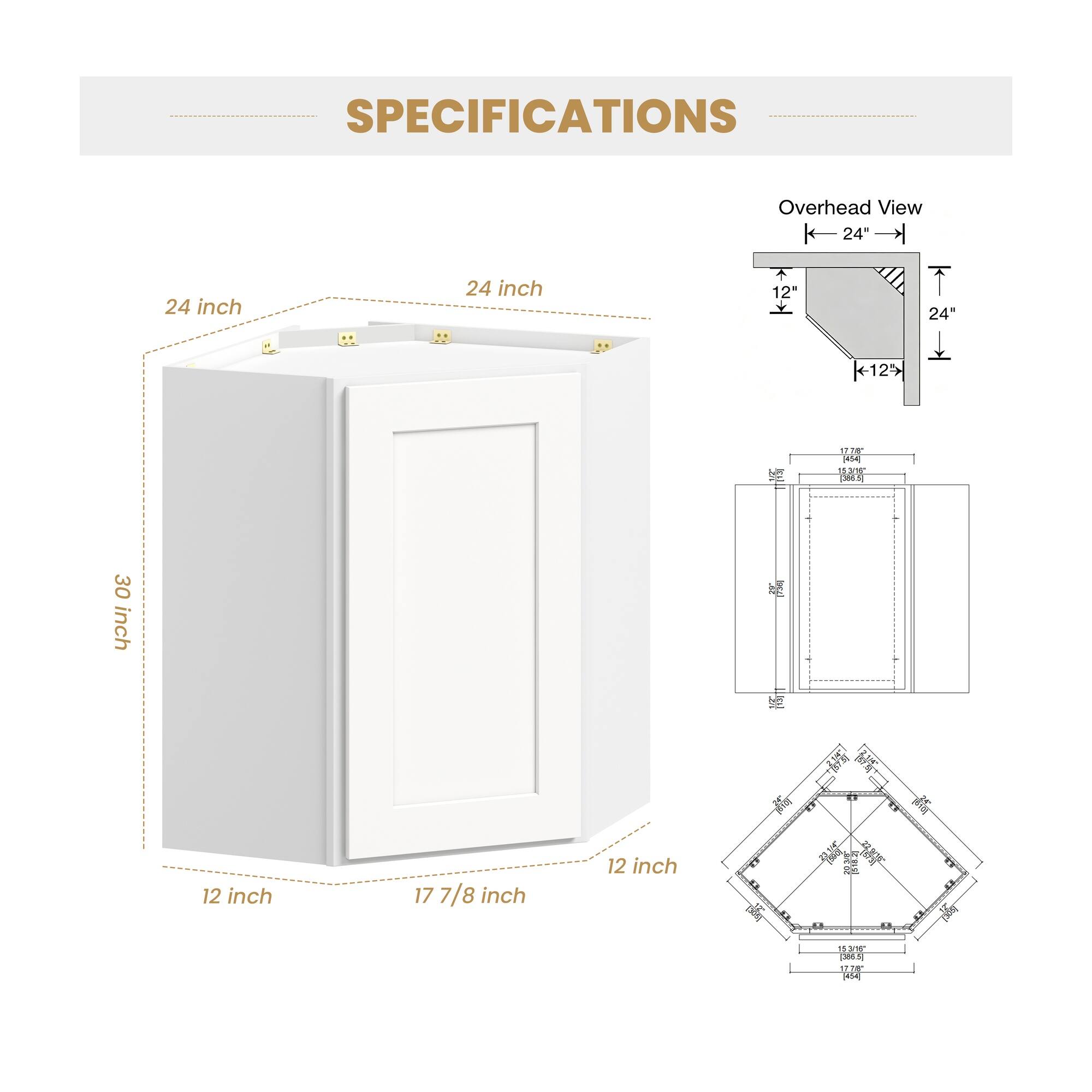 SPECIFICATIONS

Overhead View
24"  
12"  
24"  
+12%  
17.78" [454] 5 316* (3855)  
30 inch  
12 inch  
17 7/8 inch  
12 inch  

15318' [386.5] 1778' [454]