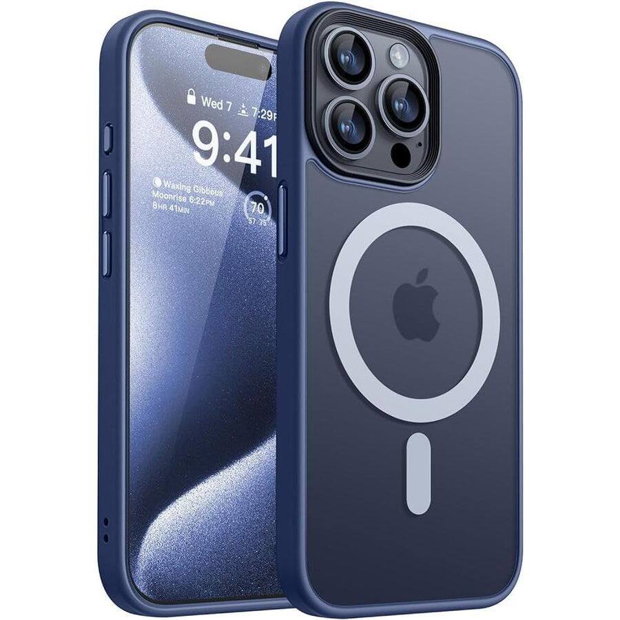 Entronix - Magnetic Phone Case for iPhone 16 Pro - Translucent Frosted Matte Finish - Navy
