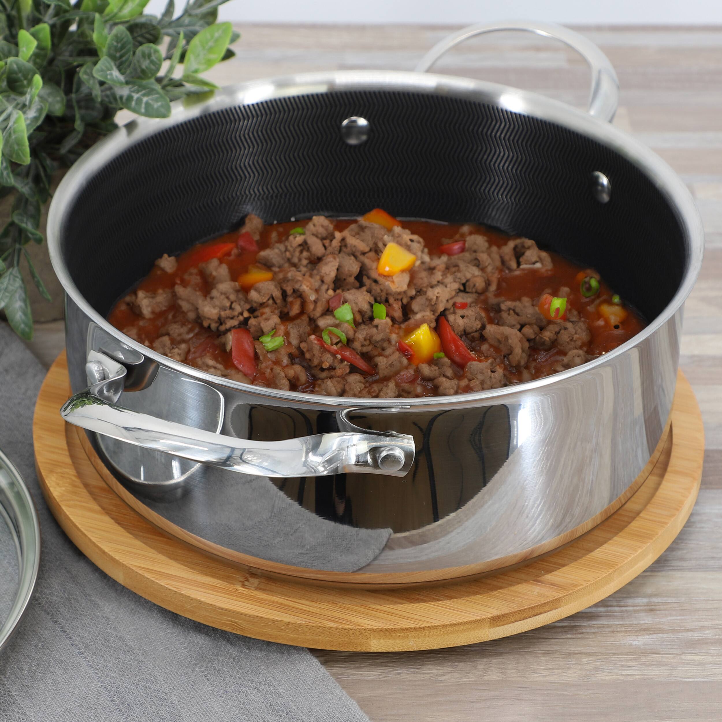 Alt View 4. Oster - Oster Modessa 4.5 Quart Nonstick Triply Stainless Steel Dutch Oven with Honeycomb Design in Silver - Silver.