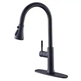 Single Handle Pull Out Sprayer Kitchen Faucet with Deck Plate Included