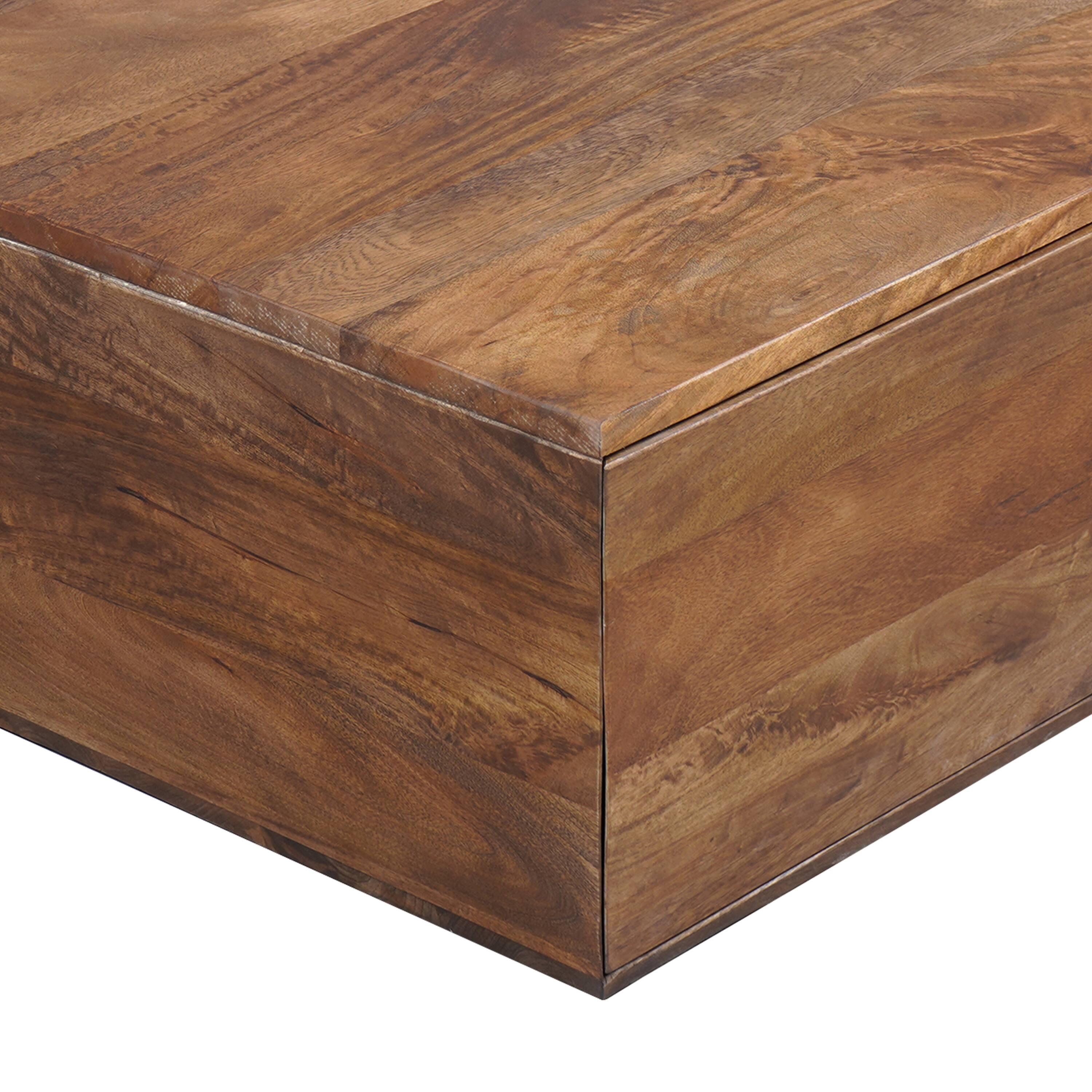 Alt View 5. Manhattan Lane - 36 Inch Handcrafted Modern Farmhouse Coffee Table, Geometric Angled Square, 1 Drawer - Brown.