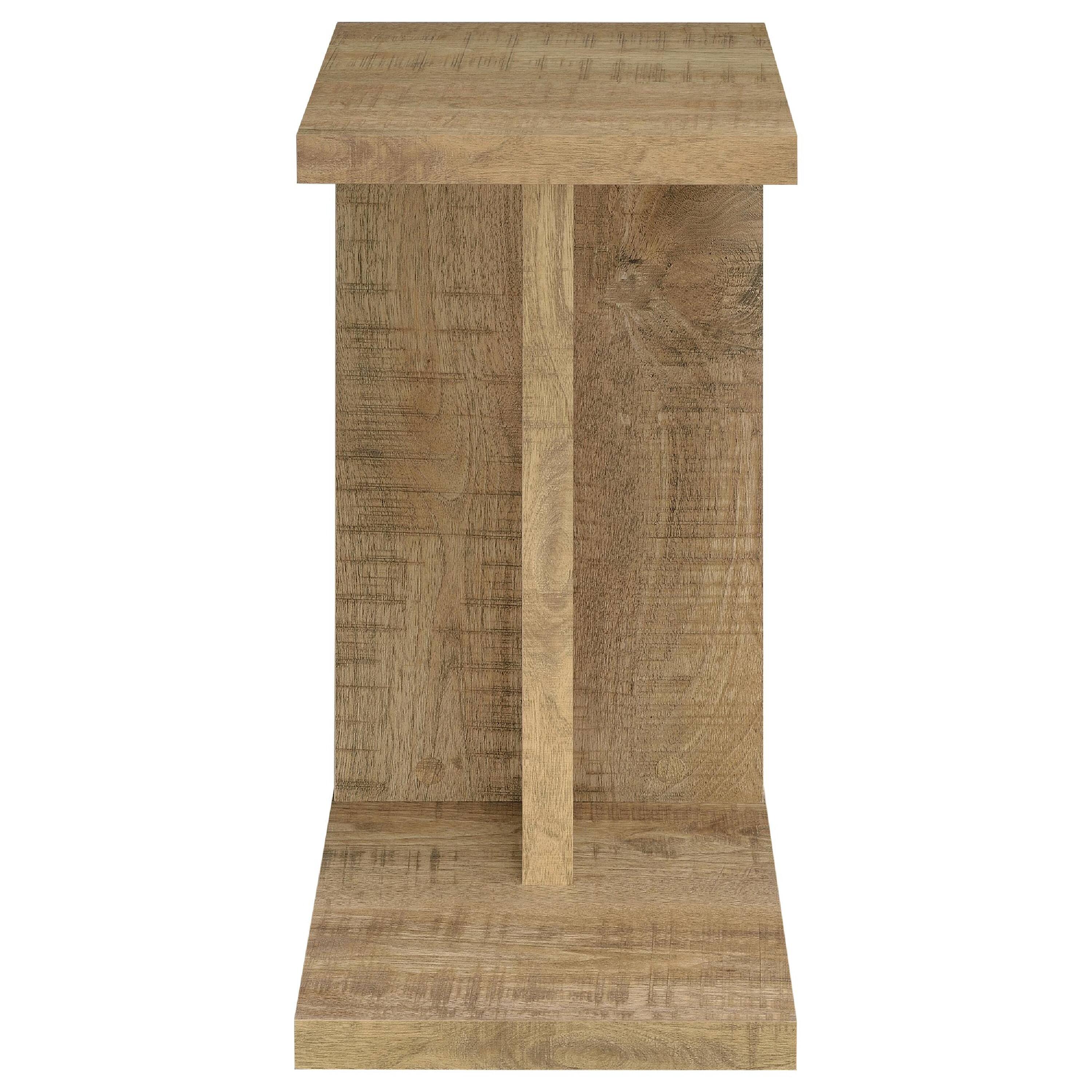 Front. Manhattan Lane - Owea Sofa Side Table, C Shaped, Rectangular, Wood 16 Inch - Mango Brown.