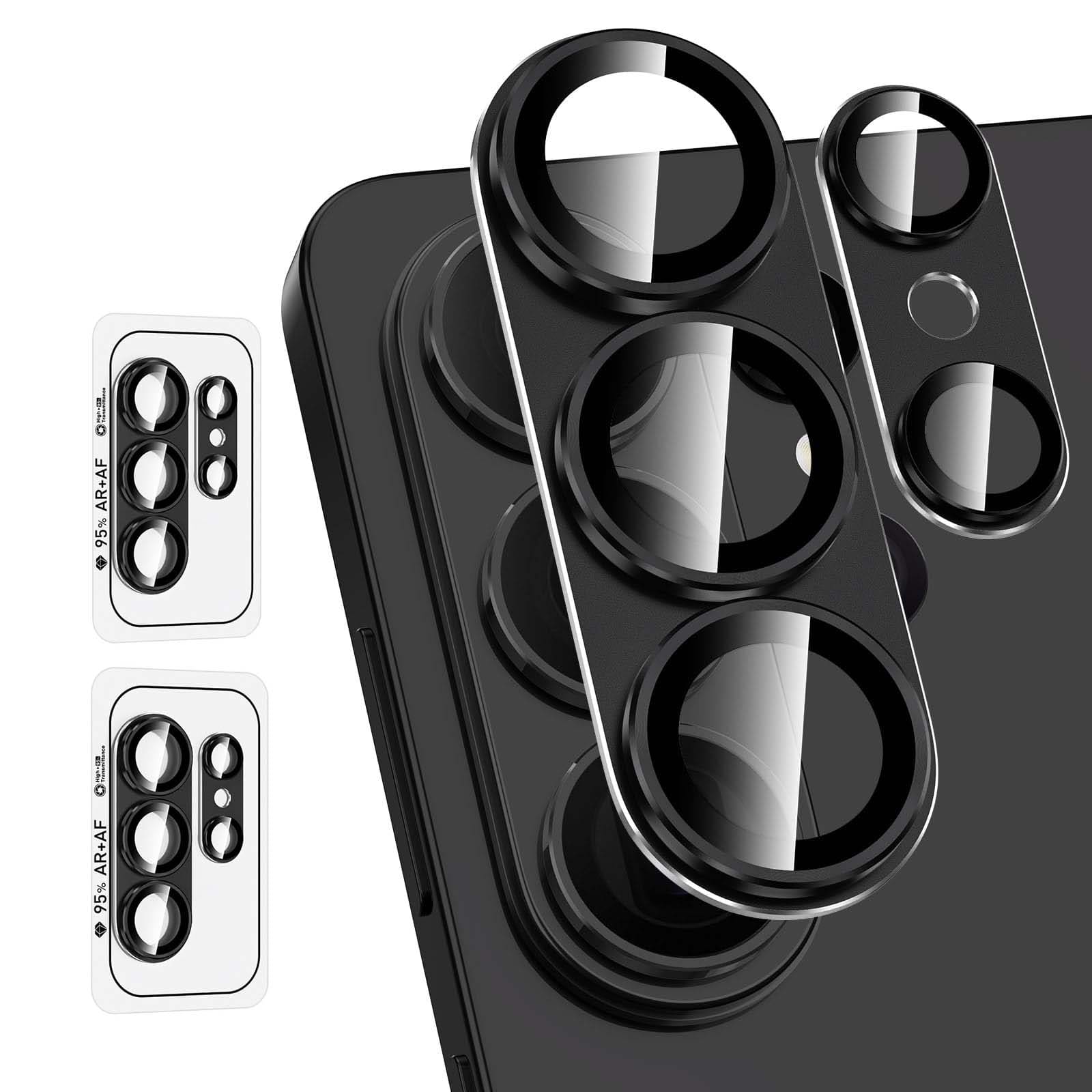 Dteck - 2 Pack Camera Lens Protector for Samsung Galaxy S26 Ultra, Case Friendly Matte Metal 9H Tempered Glass Lens Cover - Black