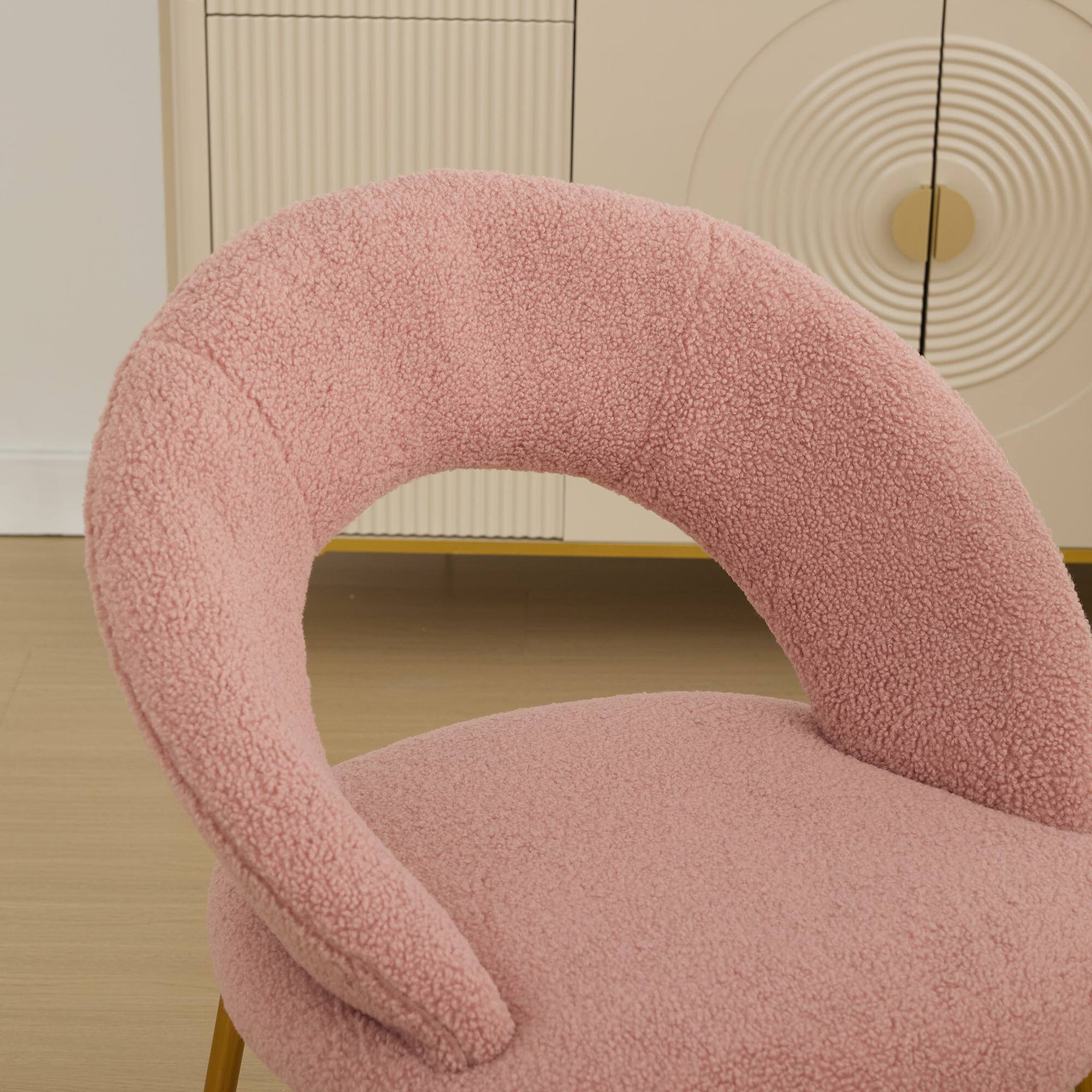 Alt View 8. GOODSILO - Luxury Velvet Dining Chair with Curved Backrest and Elegant Metal Legs for Modern Kitchen or Dining Room - Pink.