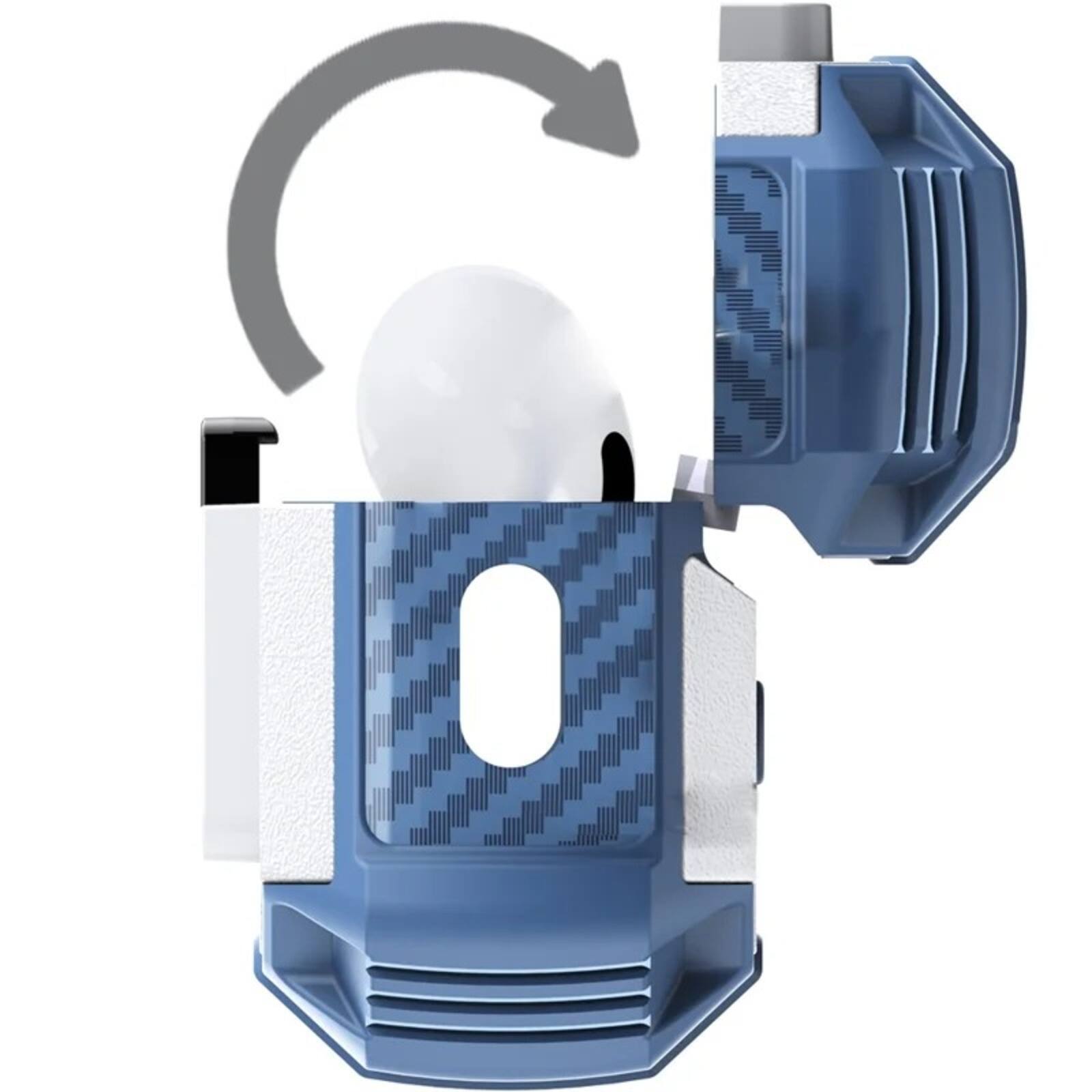 Alt View 2. UUCOVER - For Apple Airpods Pro 2nd Gen (2022) Protective Case with Button Lock and Metal Keychain, Shockproof Full-Body Cover - Blue.