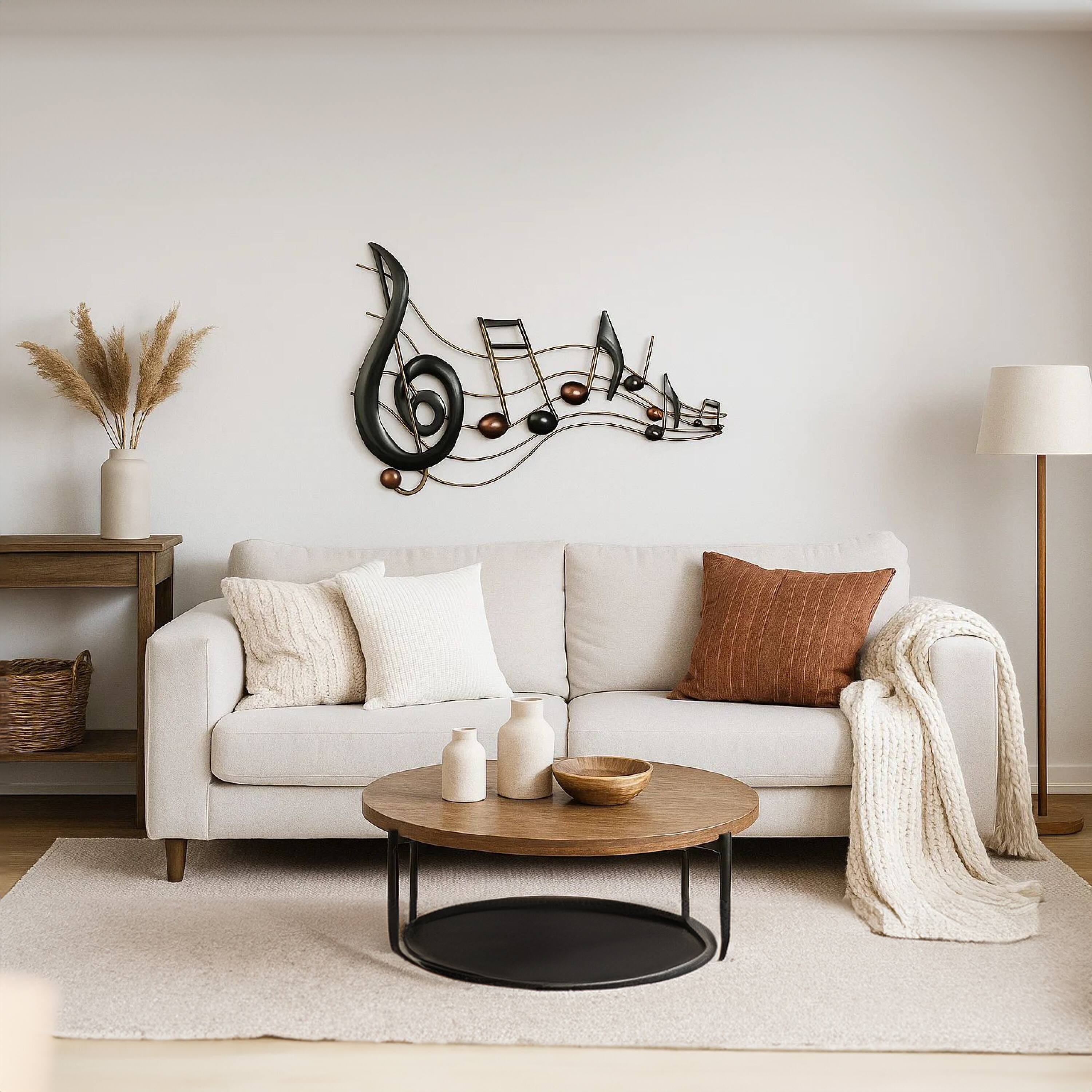 Alt View 5. Manhattan Lane - 26 Inch Handmade Metal Wall Mount Accent Decor with Musical Notes and Treble Clef - Black, Red.