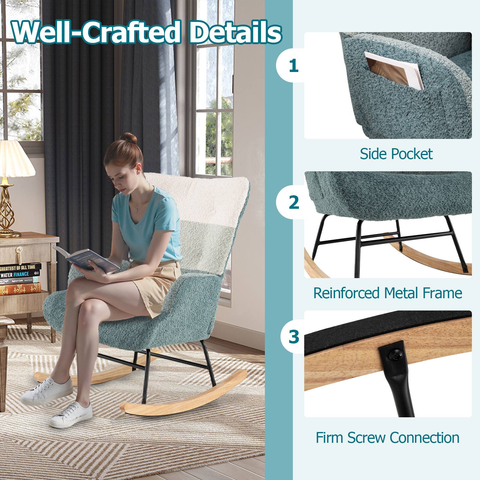 Well-Crafted Details

1. Side Pocket
2. Reinforced Metal Frame
3. Firm Screw Connection