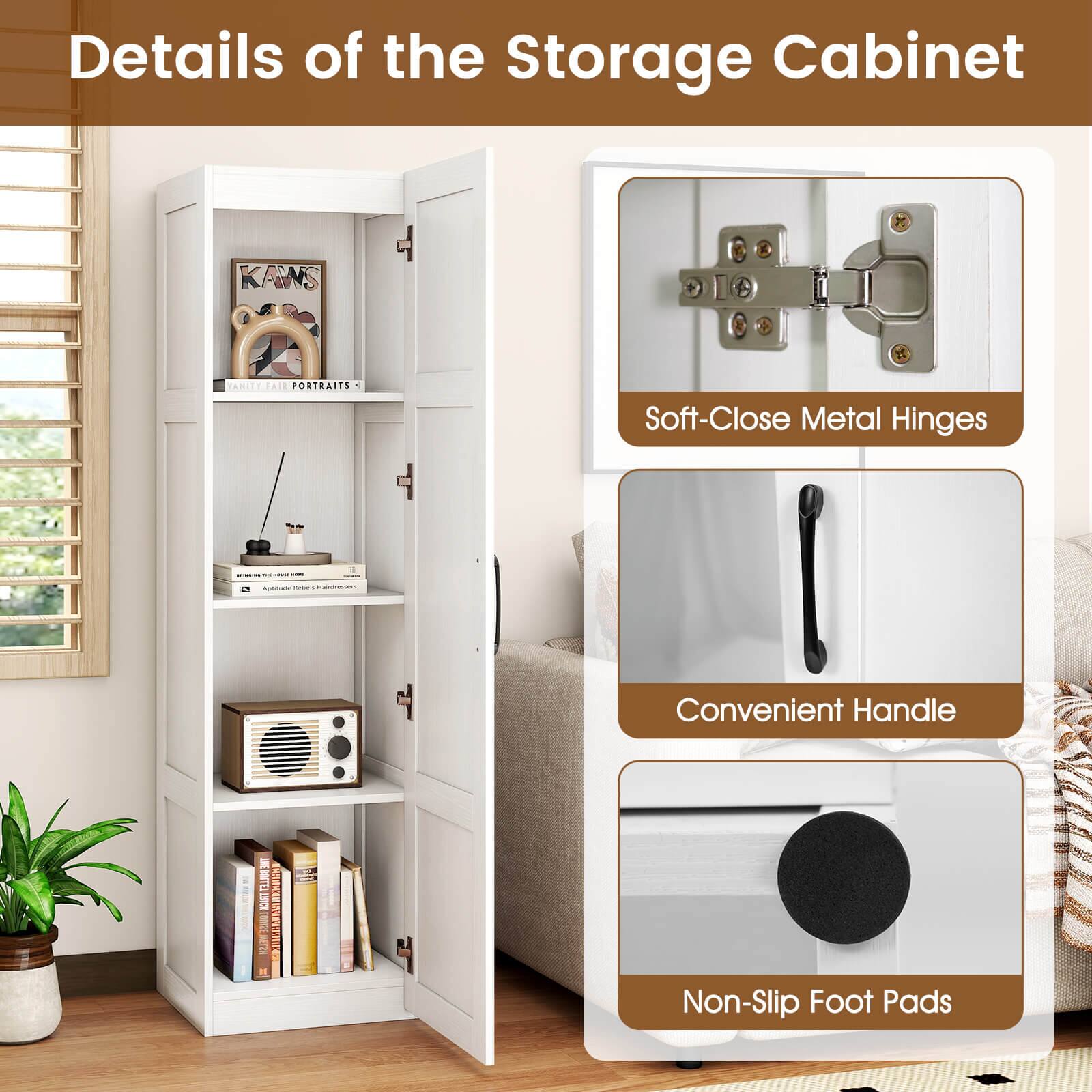 Details of the Storage Cabinet

- Soft-Close Metal Hinges
- Convenient Handle
- Non-Slip Foot Pads
