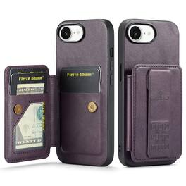 Dteck - for Apple iPhone 17e / 16e Wallet Case,Vintage PU Leather Shockproof Cover with RFID Flip Card Holder & Finger Clip - Purple