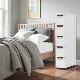 Hivvago - Drawer Storage Cabinet on Wheels for Tight Spaces - 5 Drawer - White
