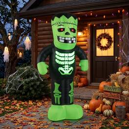 WELLFOR - 8.4 Ft Halloween Inflatable Frankenstein Yard Decoration with LED Lights - Black and Green