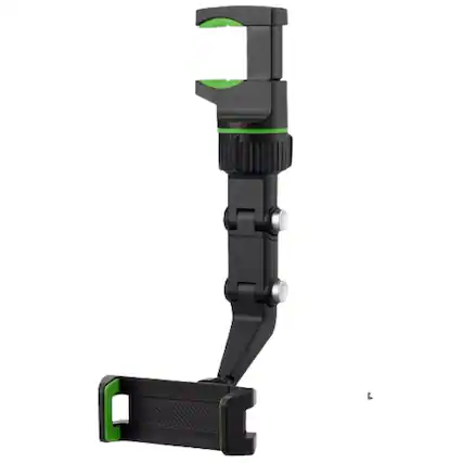 Front. Stock Preferred - 360° Rotating Car Rear View Mirror Phone Mount Holder - Black.