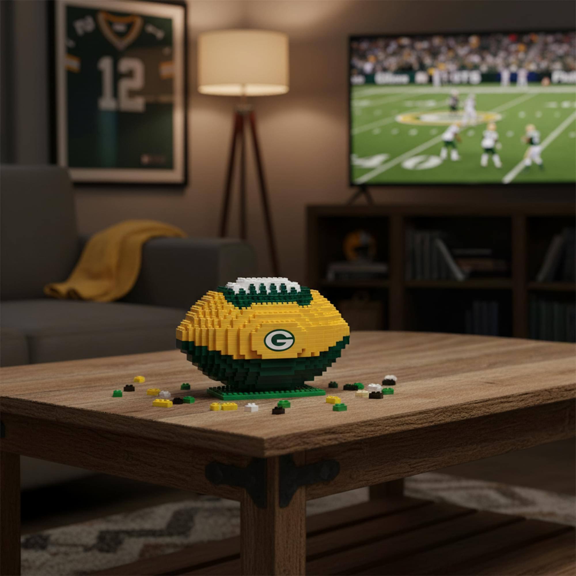 Alt View 2. Forever Collectibles - Green Bay Packers NFL BRXLZ Football 704-Piece Building Block Set - Green.