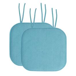 Sweet Home Collection - Honeycomb Memory Foam Non-Slip 16" x 16" Chair Cushion Pad with Ties, 2-Pack - Teal
