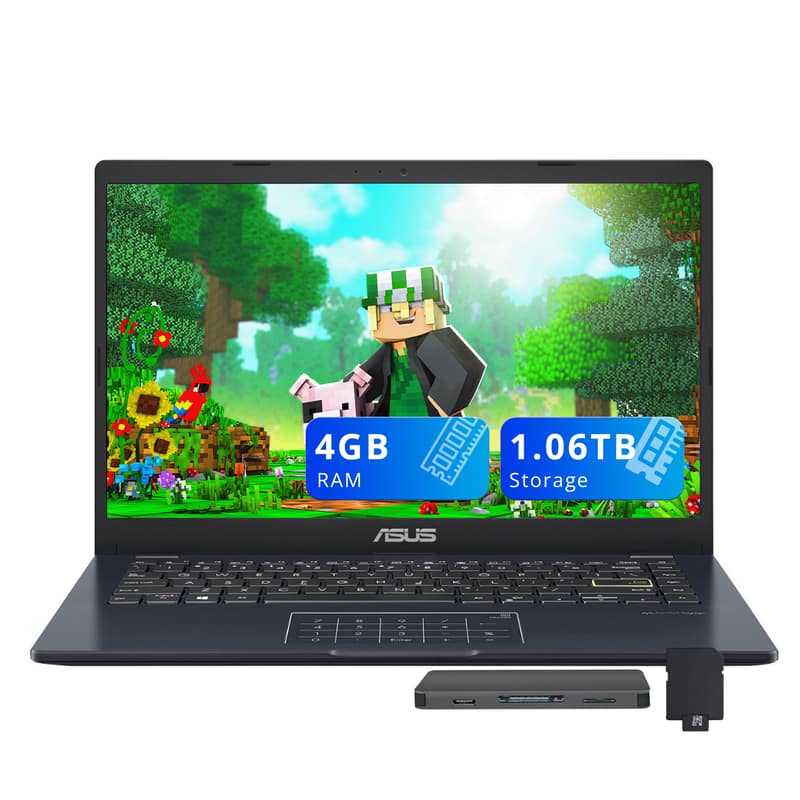 ASUS - 14" FHD Laptop,Intel Celeron N4500,4GB RAM,64GB eMMC+1TB Docking Station Set,Intel UHD Graphics,Win 11 - Blue