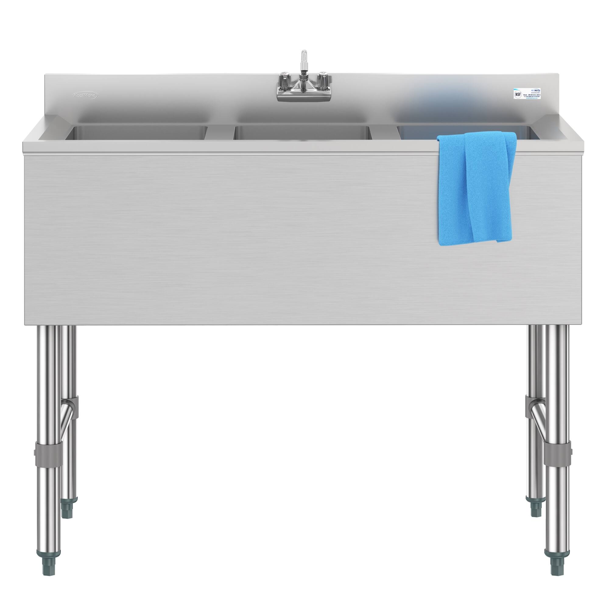 Koolmore - 38 in. Three-Compartment Bar Sink with 3 in. Backsplash and Low Lead Faucet, NSF Certified - Stainless Steel price history on PriceWatchPro