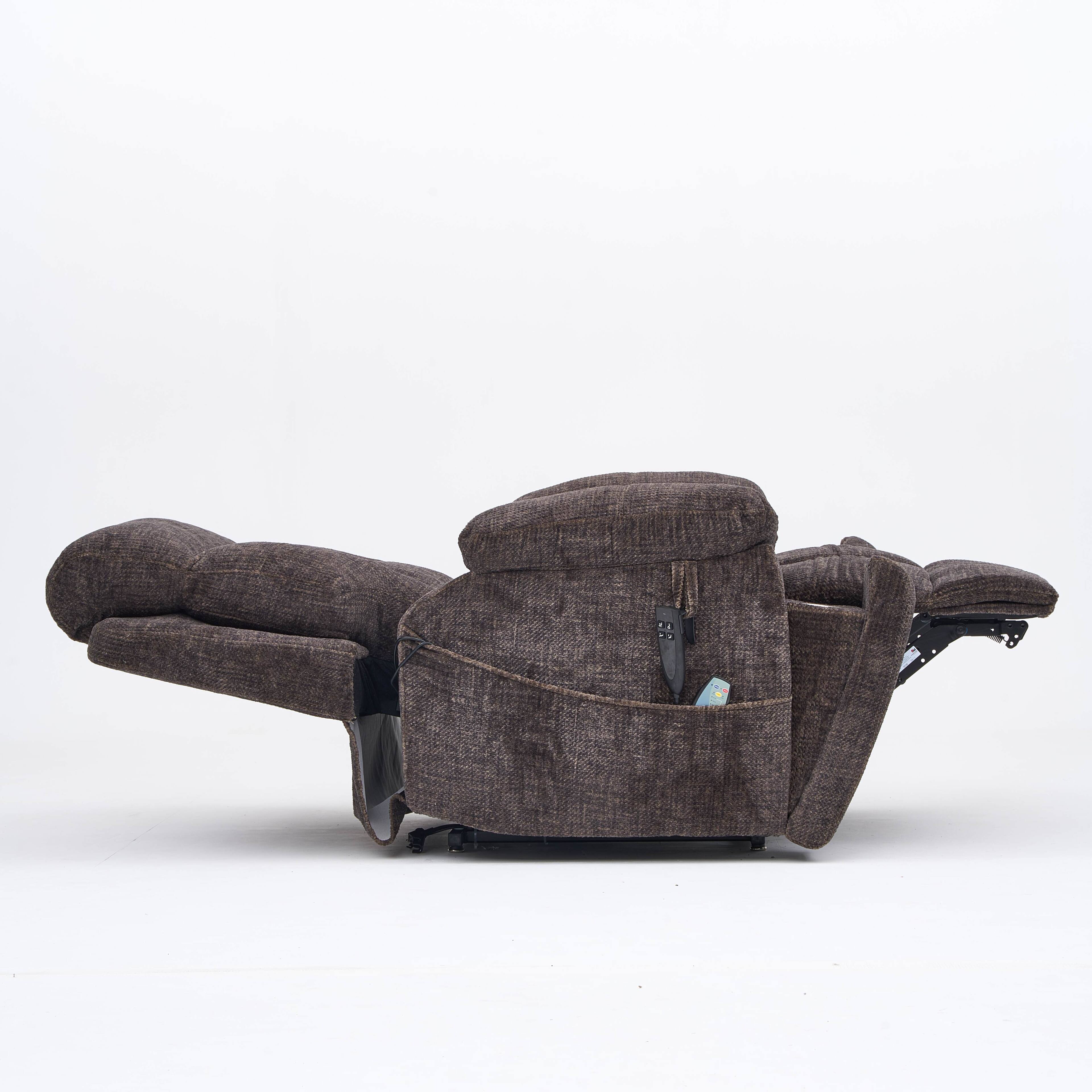 Alt View 1. APRILSOUL - Electric lift chair with heating and massage functions 180 degrees 2pocket cup holders 2remote controls dual OKIN motors - Brown.