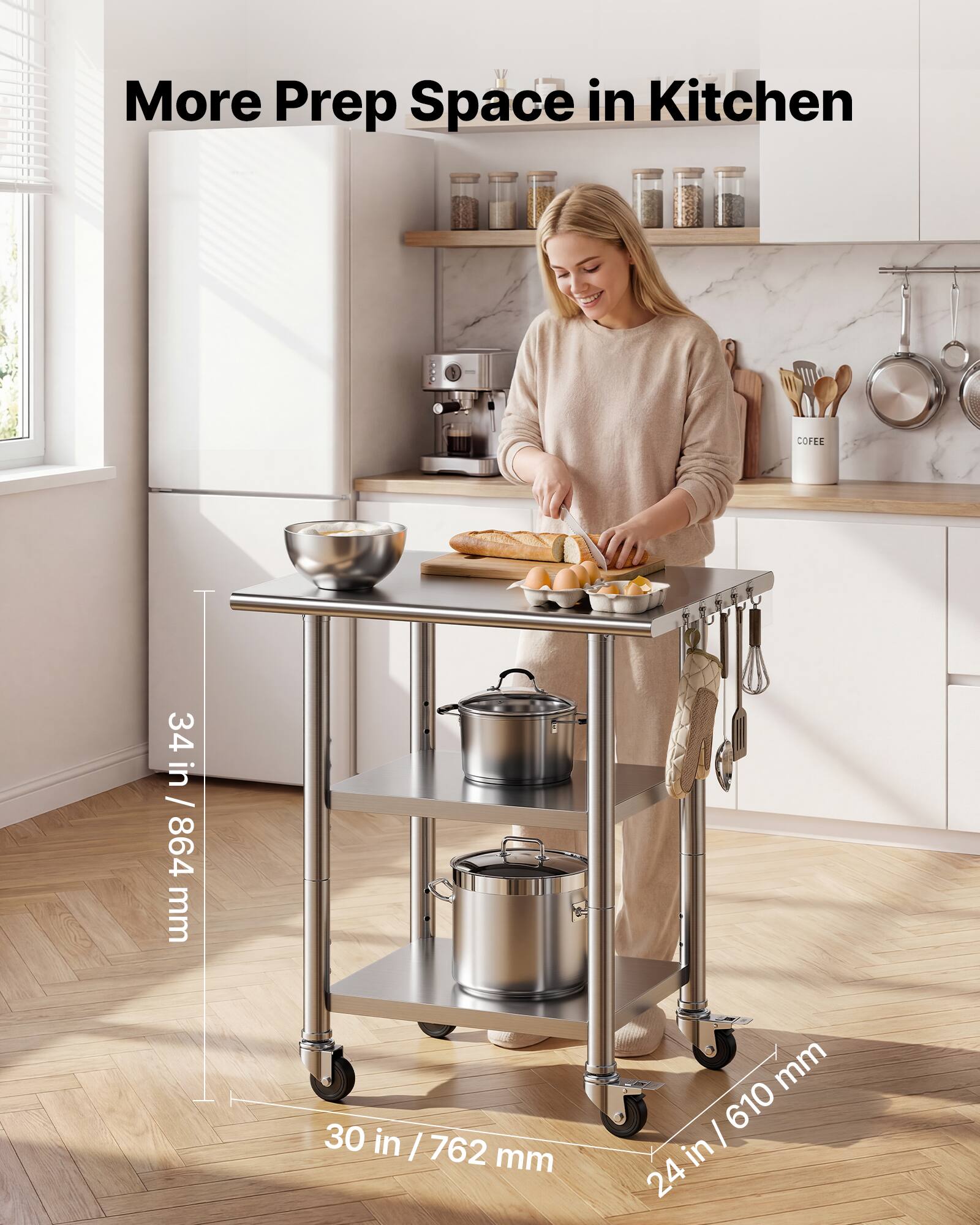 More Prep Space in Kitchen

COFFEE

34 in / 864 mm

30 in / 762 mm

24 in / 610 mm