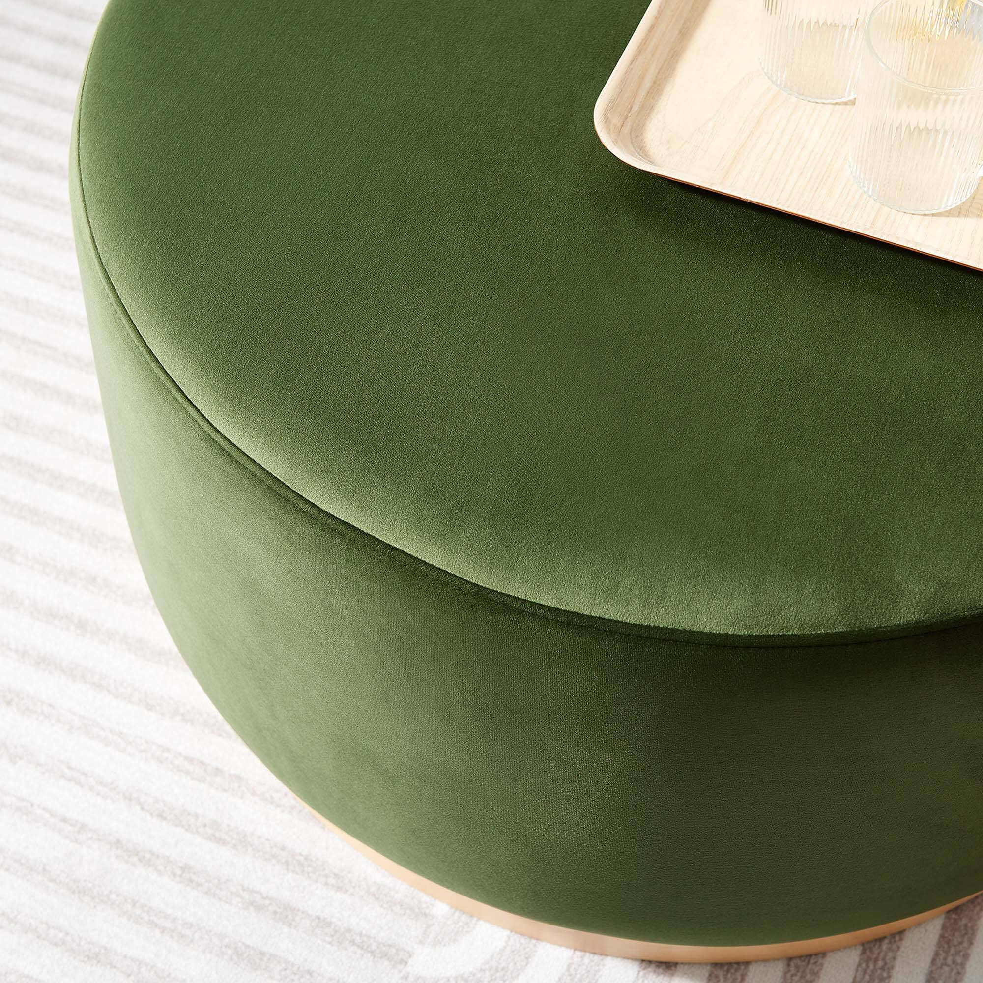Alt View 1. Modway - Tilden Large 29" Round Performance Velvet Upholstered Ottoman by Modway - Moss Green Natural.