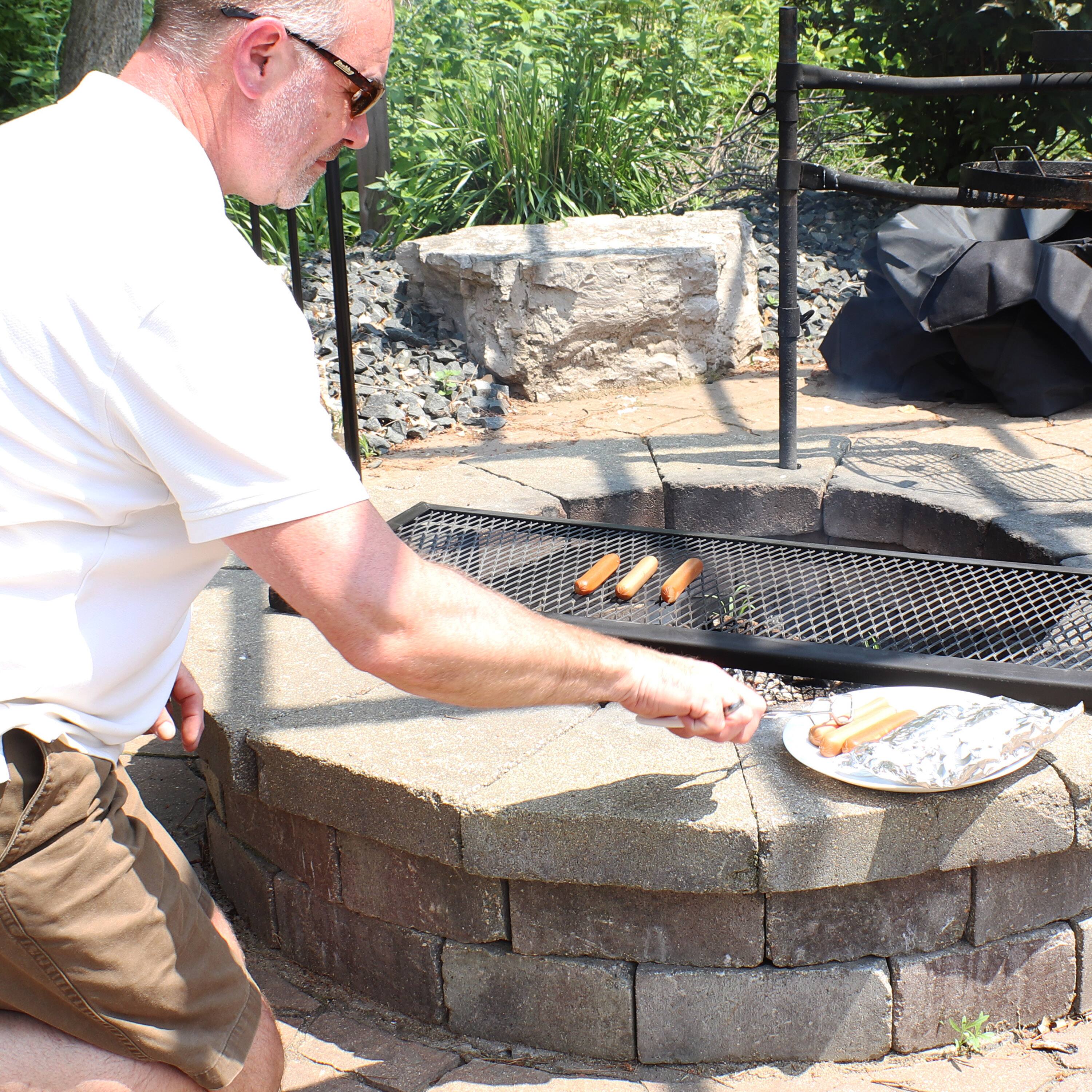 Alt View 4. Sunnydaze - 40 in Steel X-Marks Fire Pit Cooking Grill with Handles - Black.