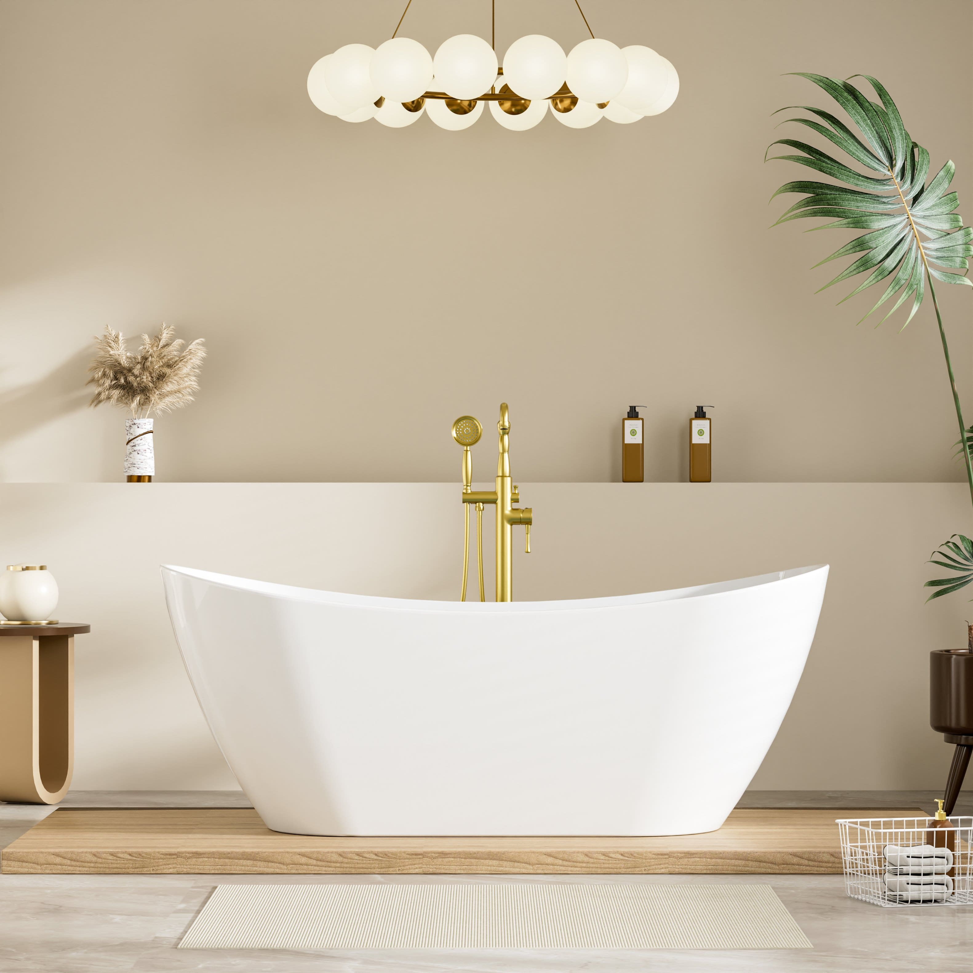 WELLFOR - Vela 67 in. x 29 in. Acrylic Oval Freestanding Soaking Bathtub with Center Drain and Overflow - White price history on PriceWatchPro